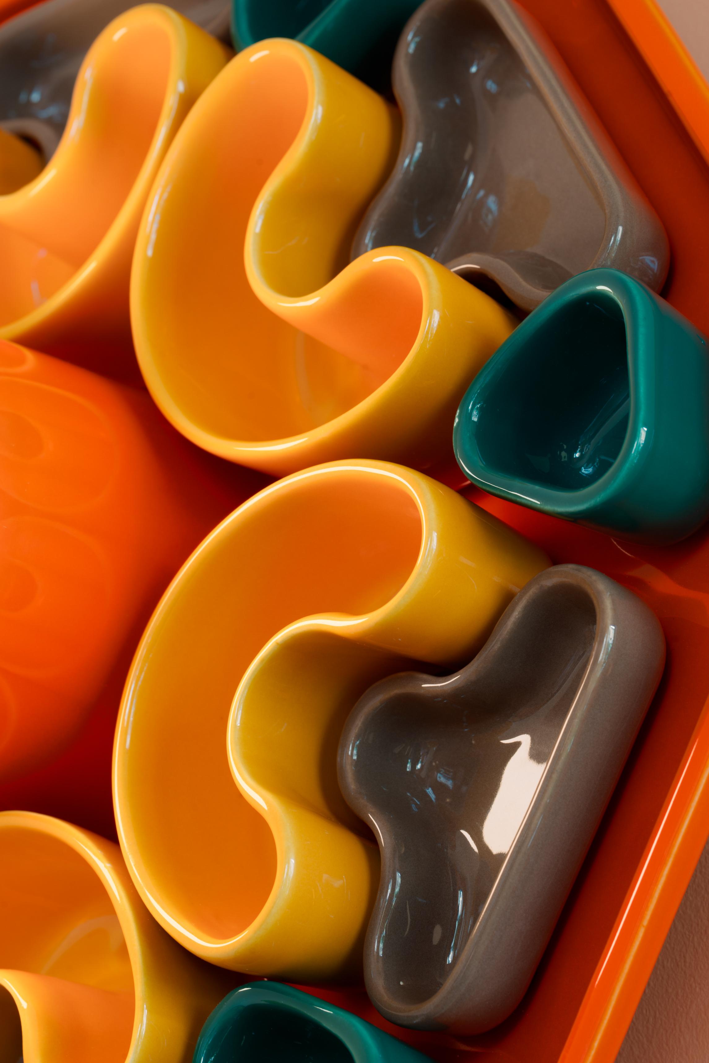 Kinkiet keramický PHYTIA oranžový se žlutou, hnědou a zelenou