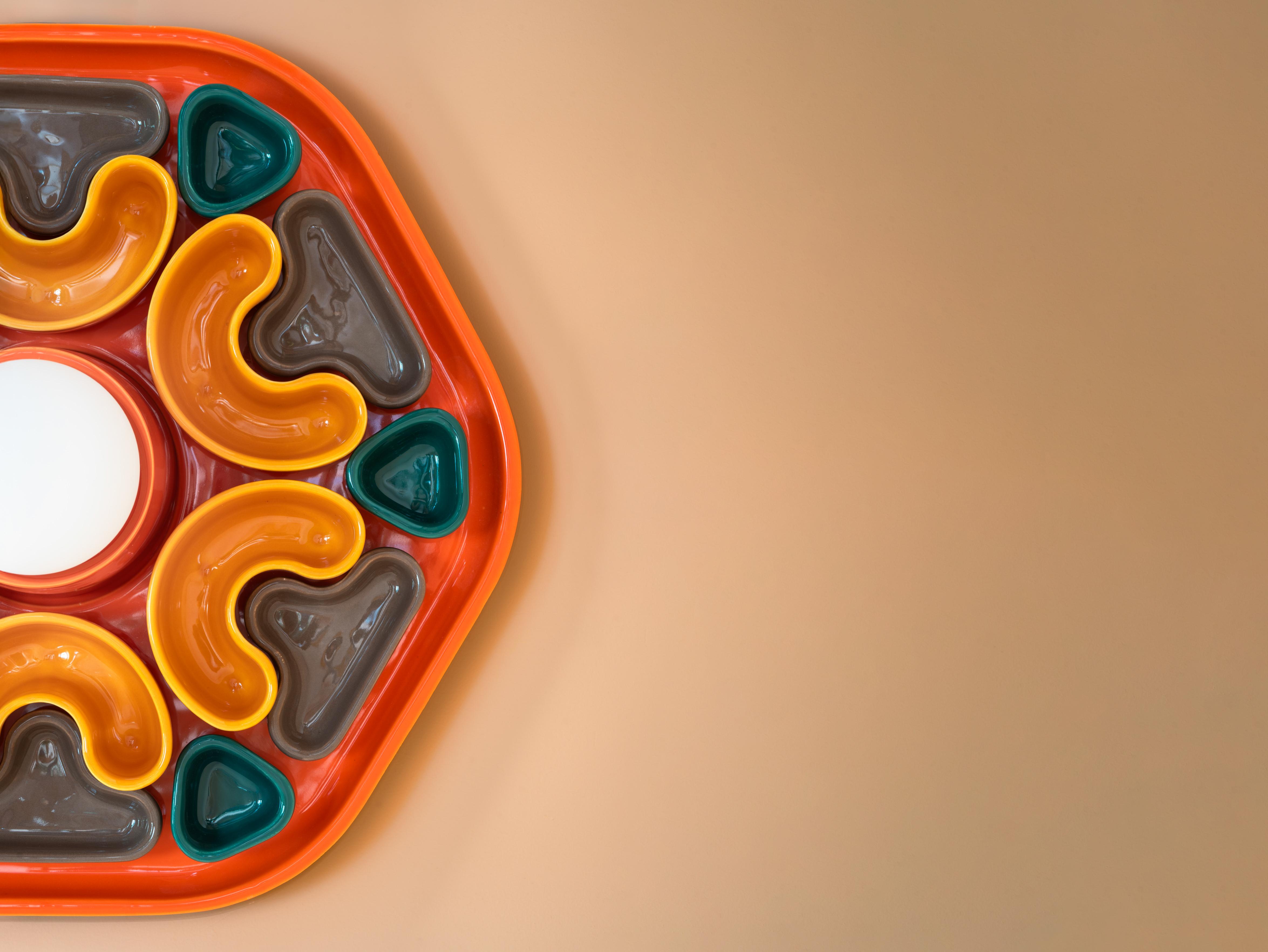 Kinkiet keramický PHYTIA oranžový se žlutou, hnědou a zelenou