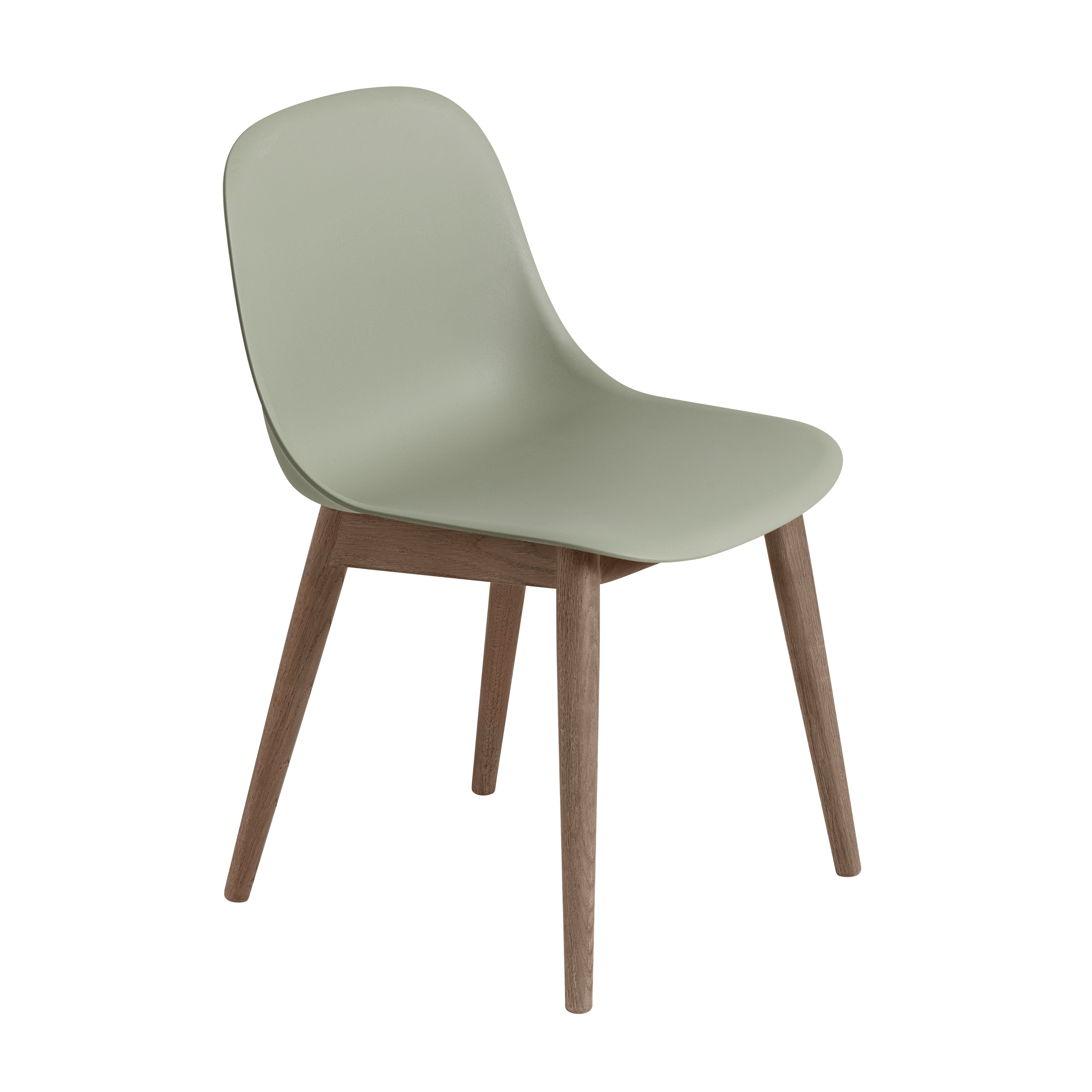 FIBER Chair in Dirty Green with Wooden Base
