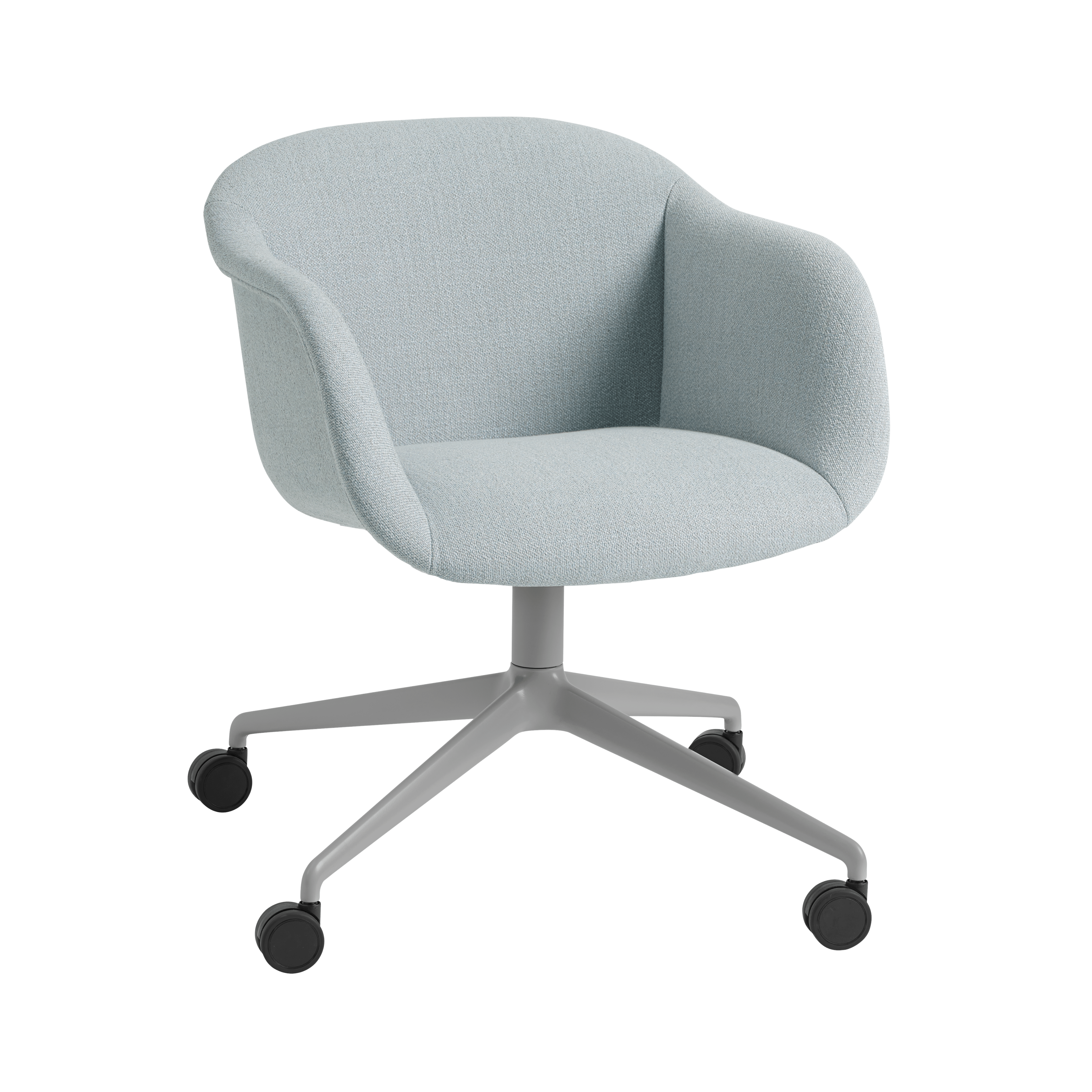 FIBER SOFT swivel chair with armrests, customizable with a wheeled base
