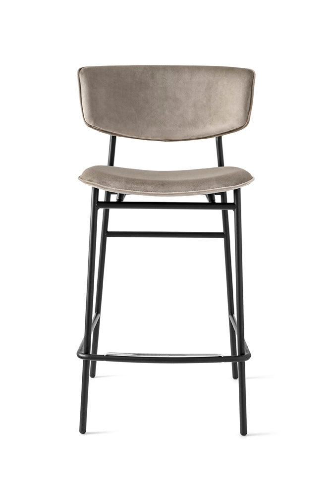 FIFTIES upholstered bar stool with a black base