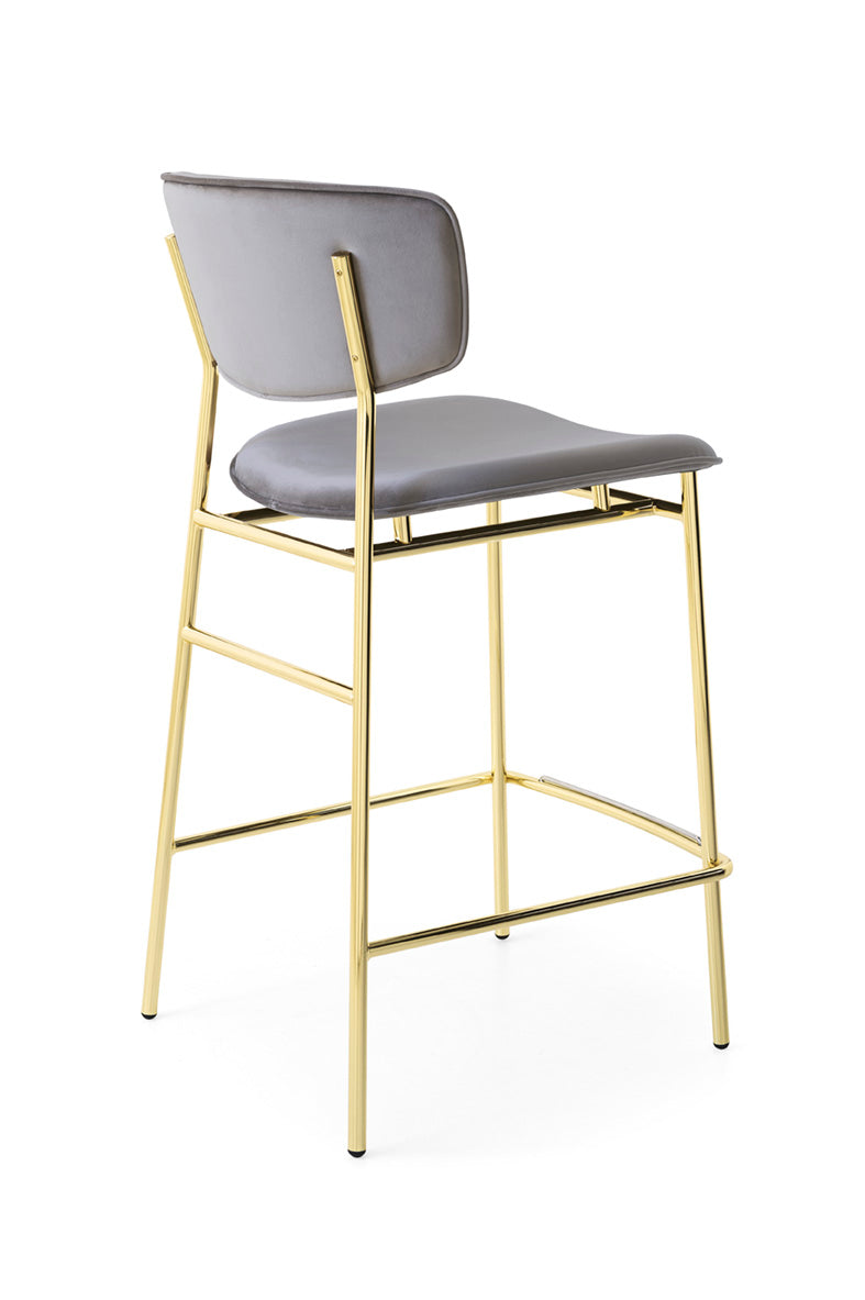 Krzesło barowe FIFTIES tapicerowane ze złotą podstawą – Calligaris