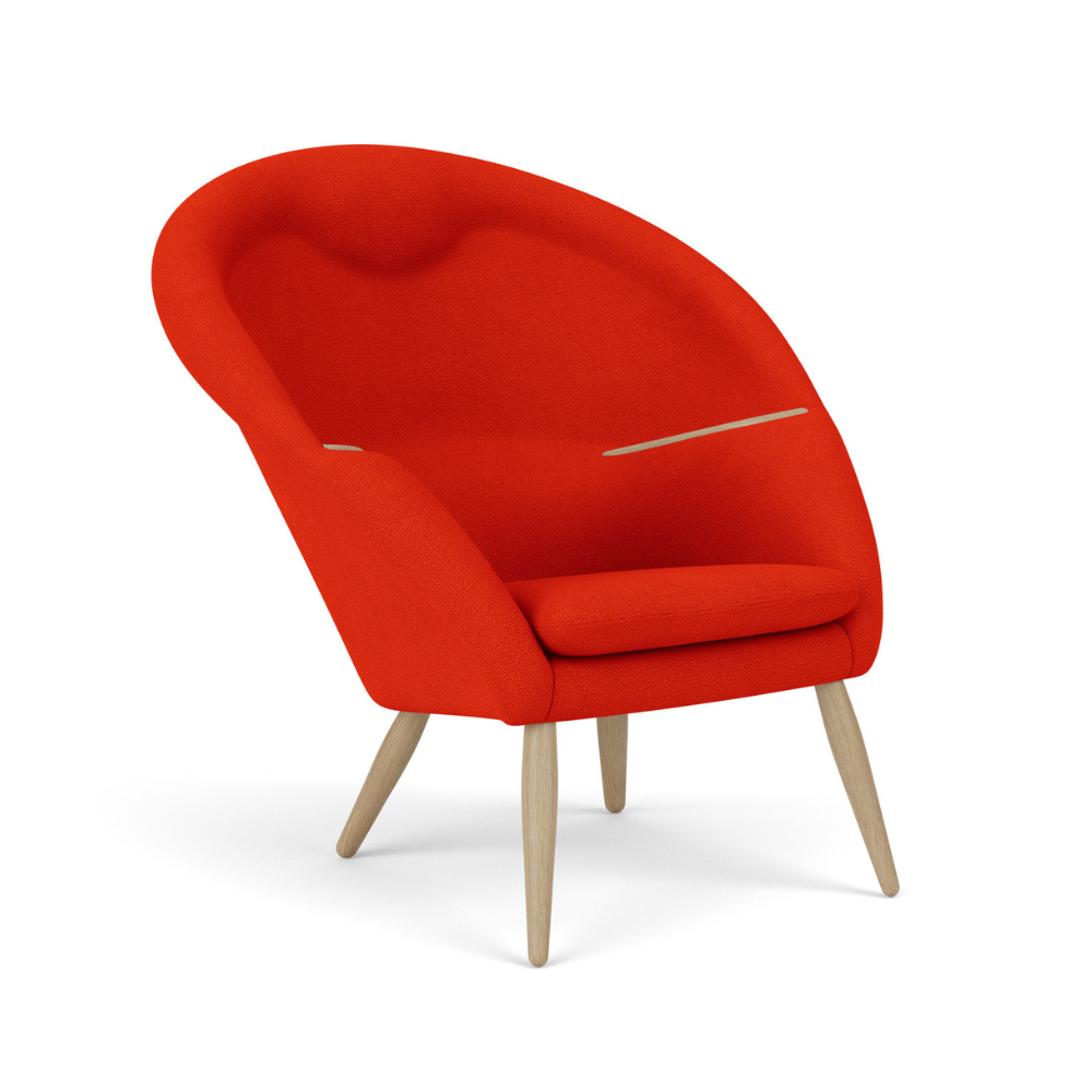 ODA Armchair Red with Oak Base