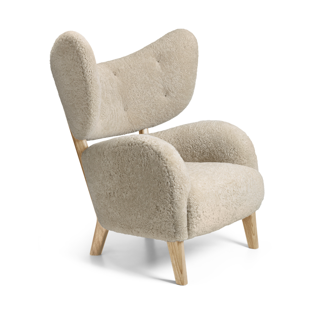 Fotel MY OWN CHAIR skóra owcza z dębową podstawą