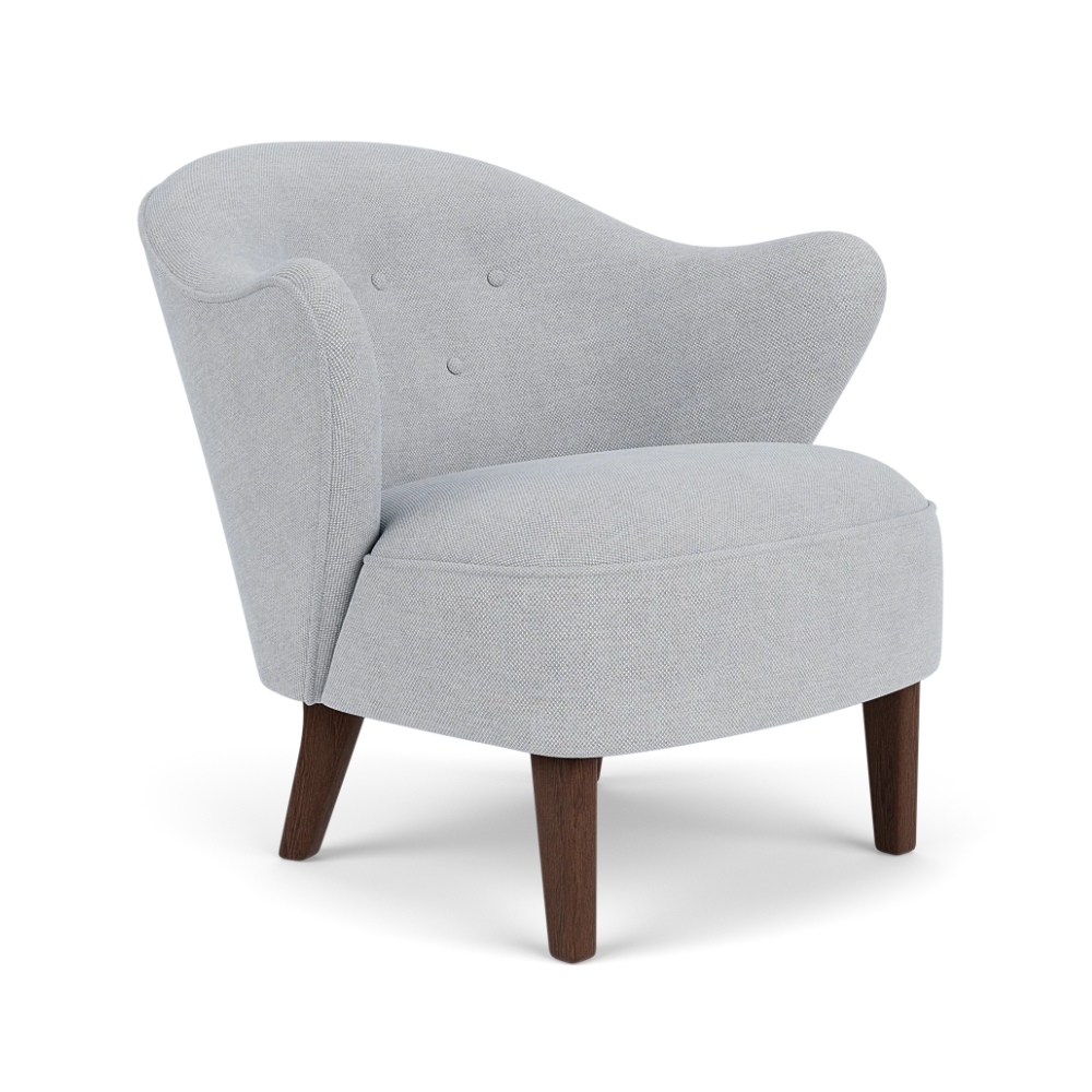 Křeslo INGEBORG světle šedé s tmavě dubovým podstavcem