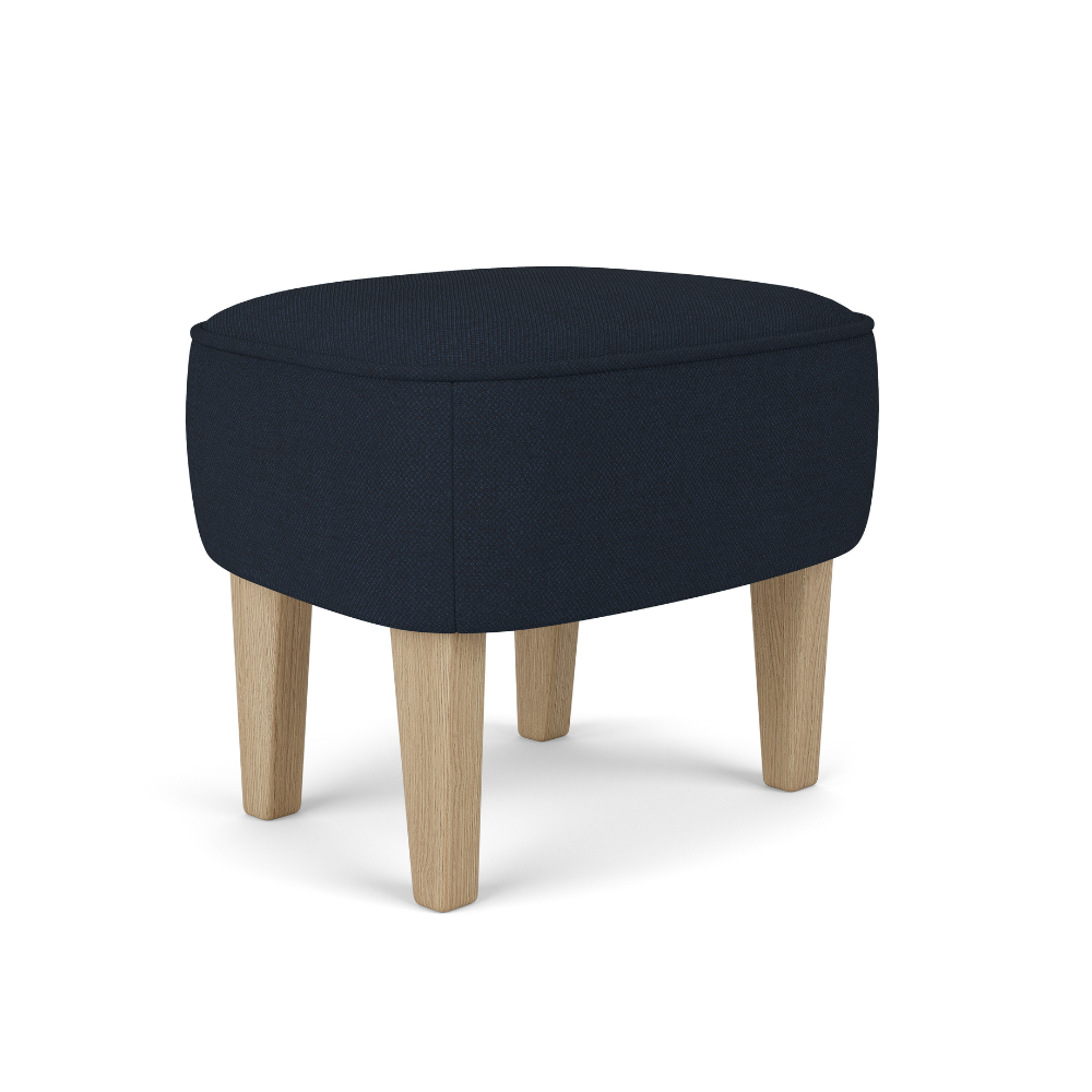 INGEBORG navy footstool with oak base