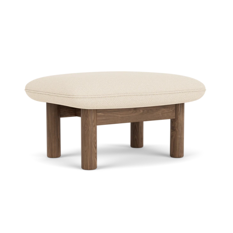 BRASILIA Cream Footrest with Walnut Base