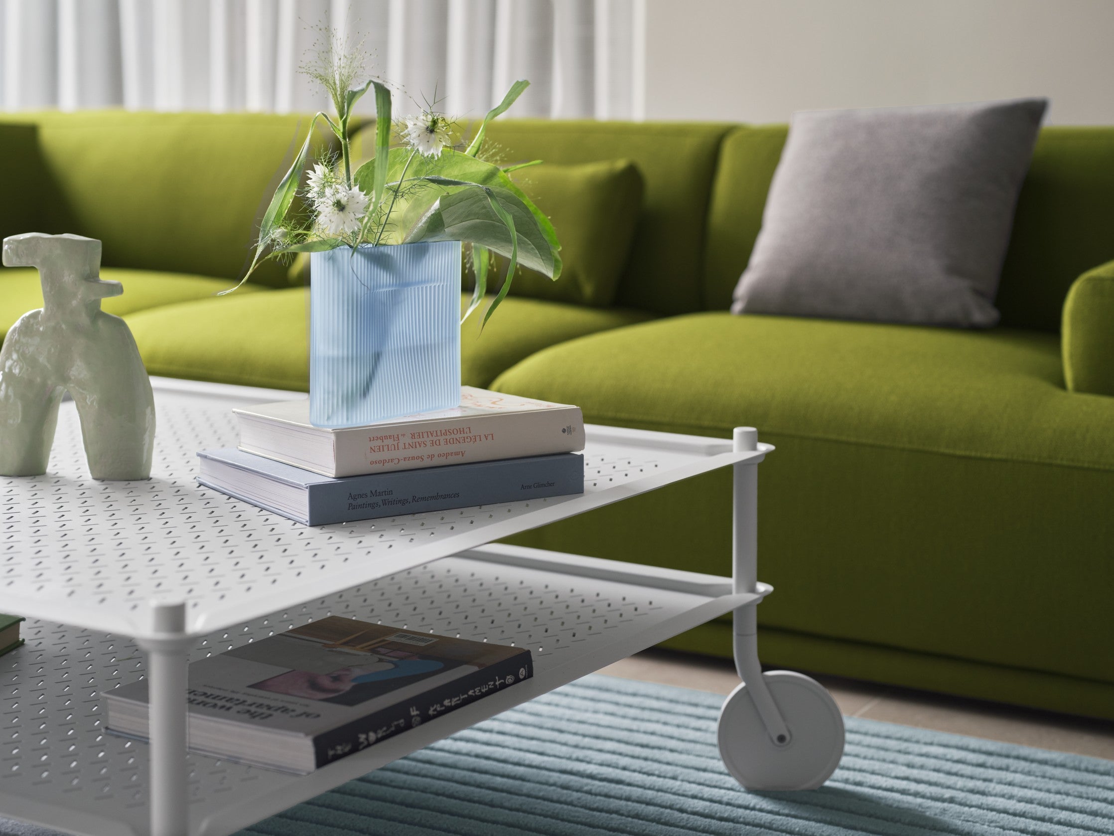 Light Gray Outdoor Coffee Table on Wheels FLOW