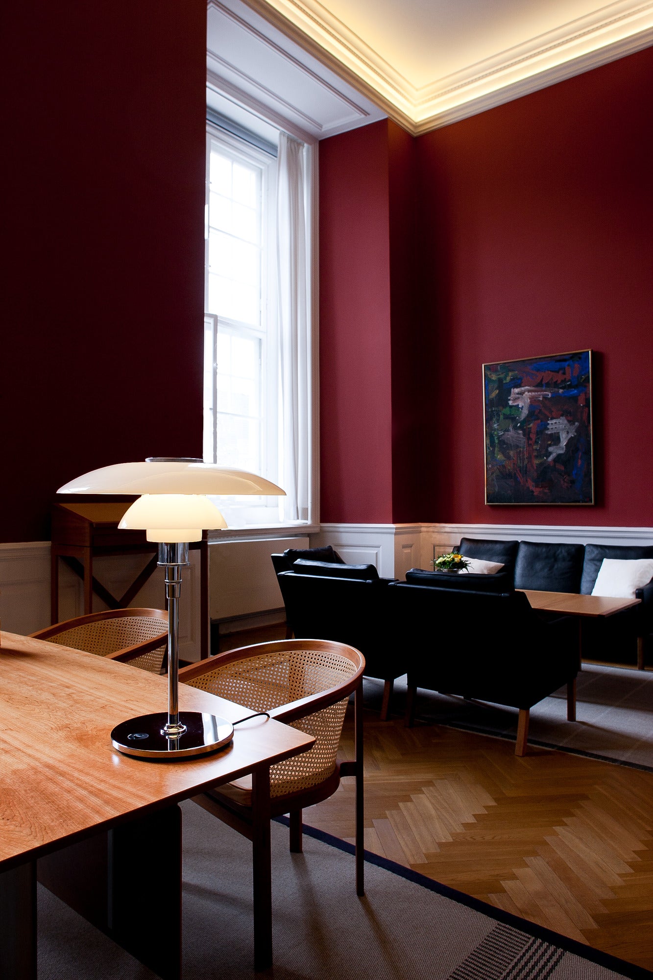 Stolní lampa PH 4½-3½ bílá s chromovaným podstavcem