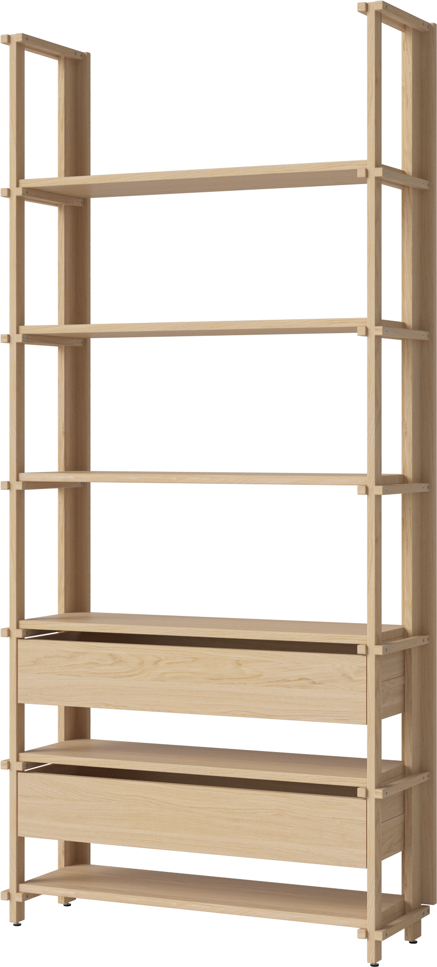 Regál se zásuvkami FRIEDMAN bělené dubové dřevo