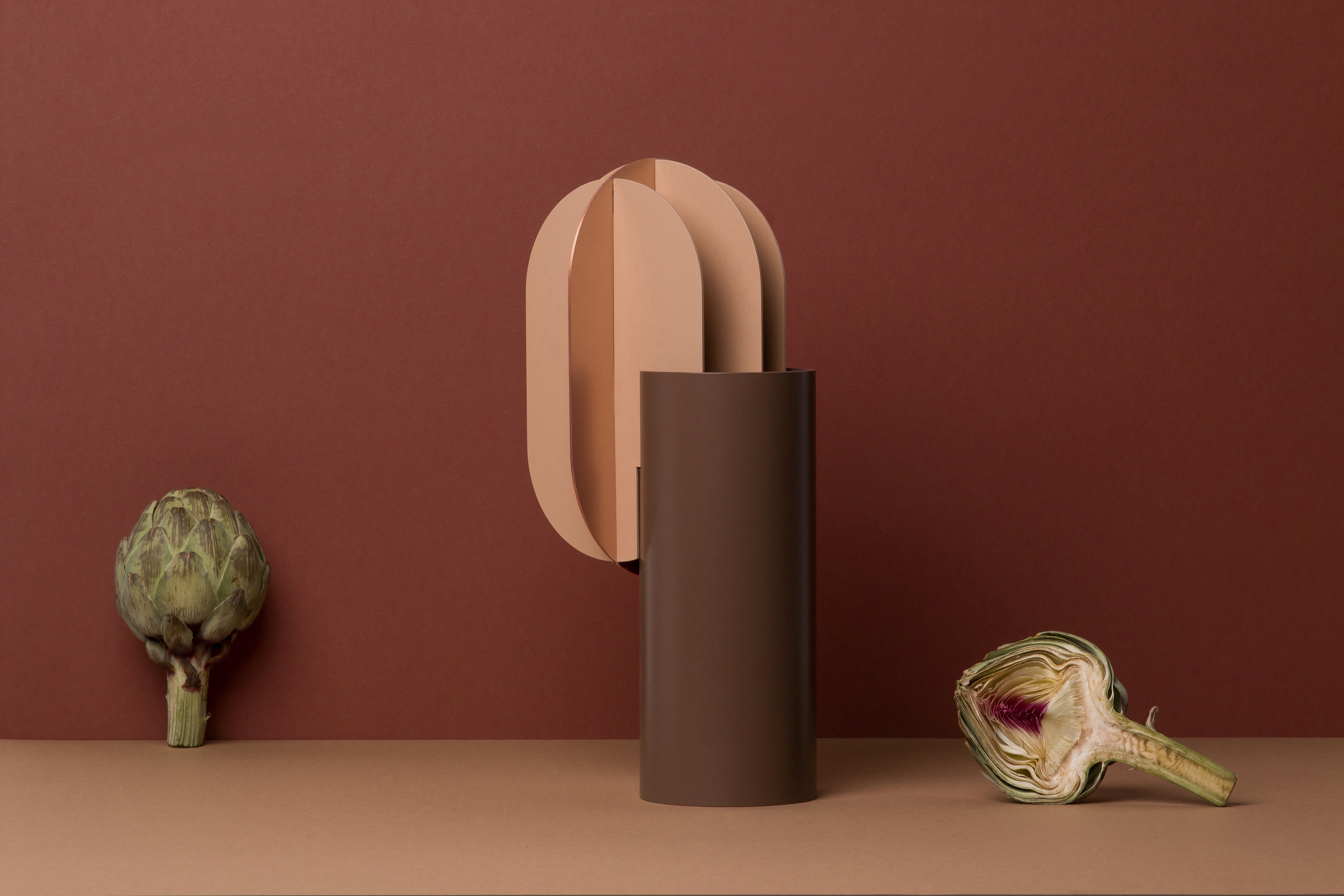 GABO vase in brown with beige and copper