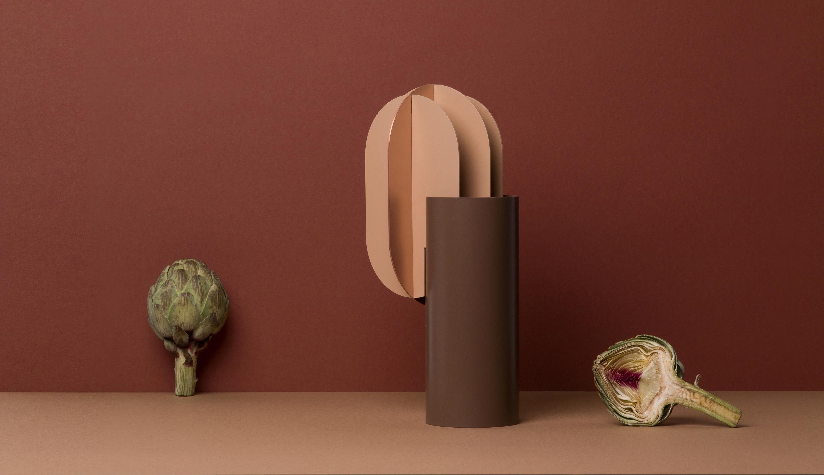 GABO vase in brown with beige and copper