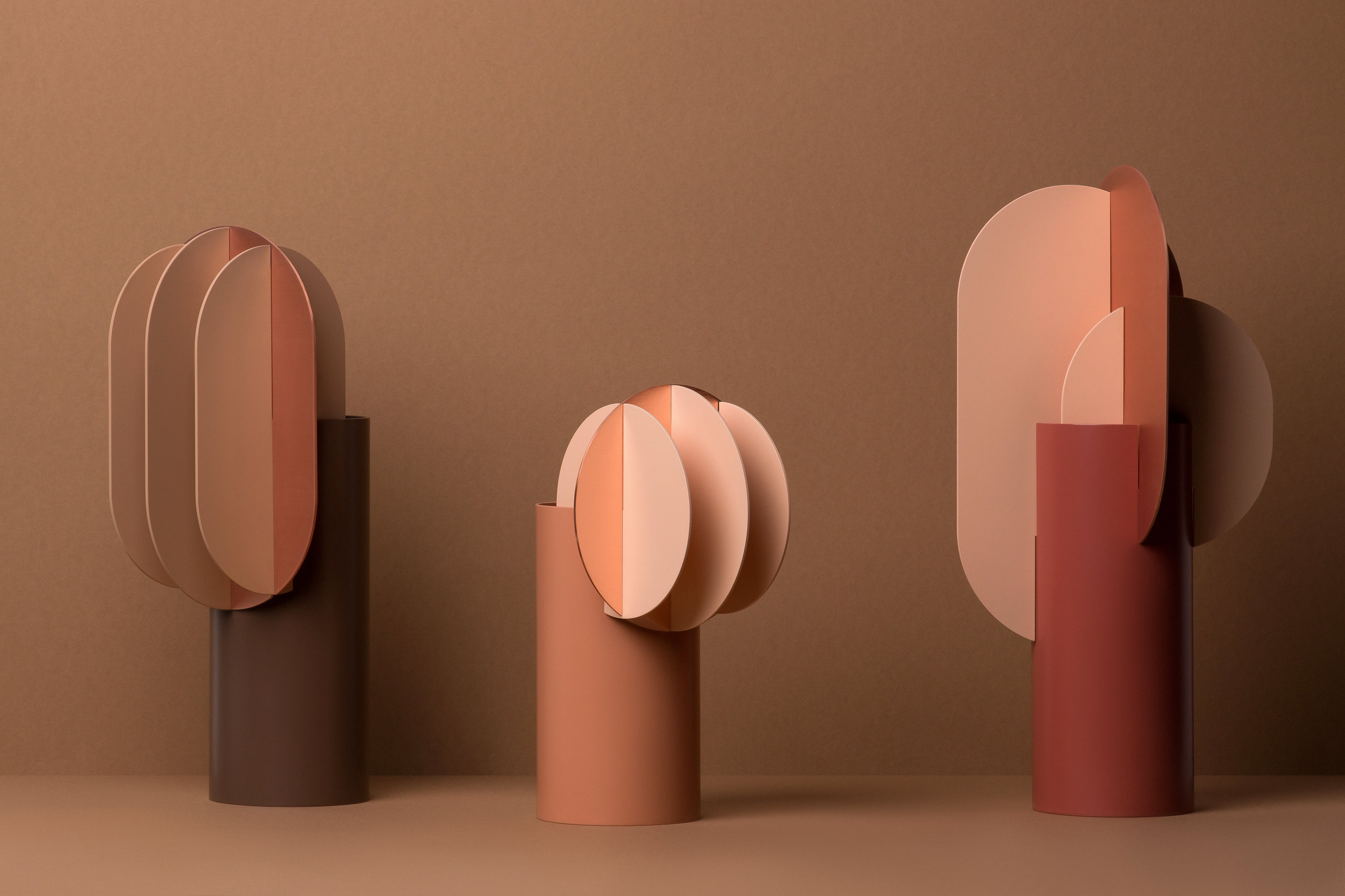 Brick vase EKSTER in powder pink and copper