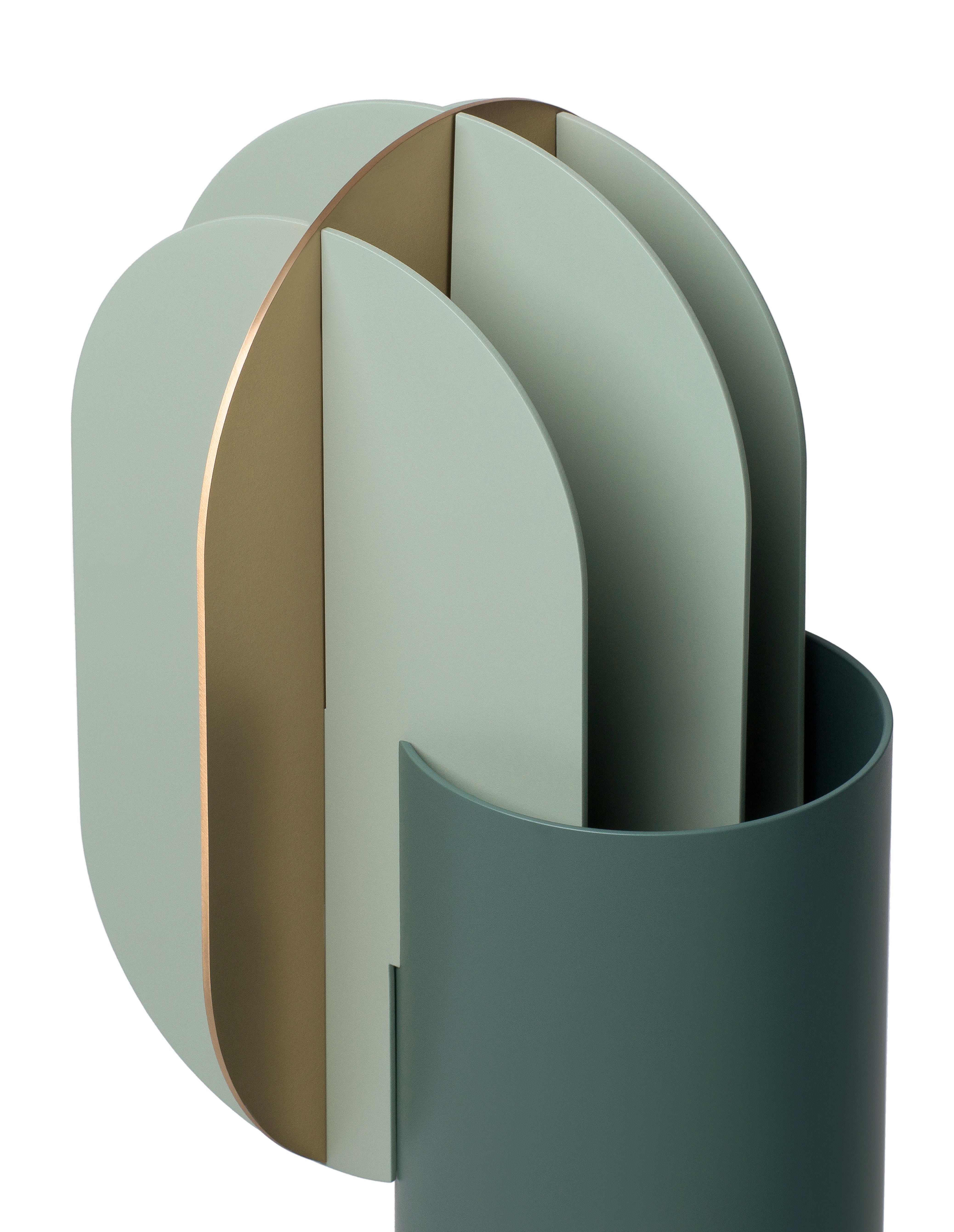 Váza GABO zelená s mosazným detailem