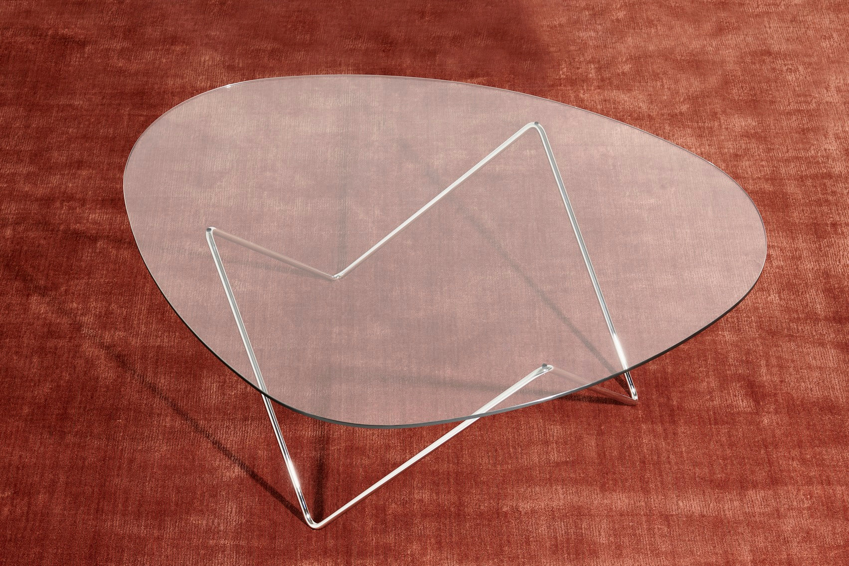 PEDRERA Coffee Table with Smooth Glass and Chrome Base