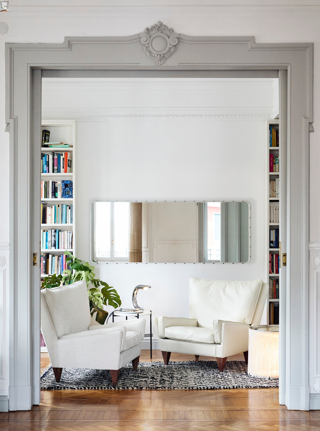 V11 Armchair upholstered with walnut base