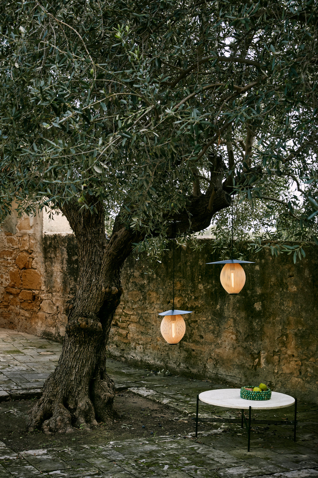 Mustard outdoor pendant lamp SATELLITE