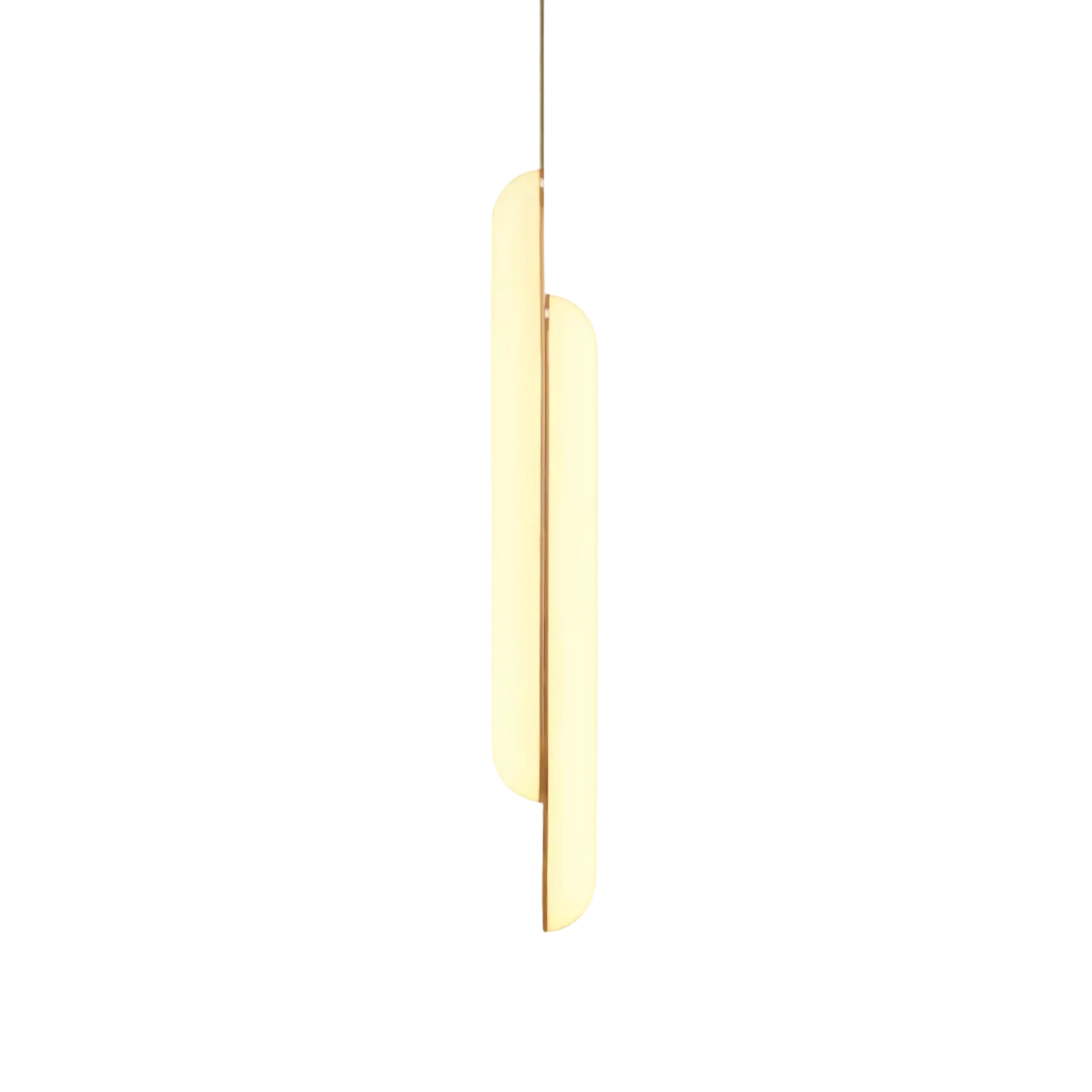 Lampa visící GEMINI s opálovým stínidlem a mosaznými detaily.