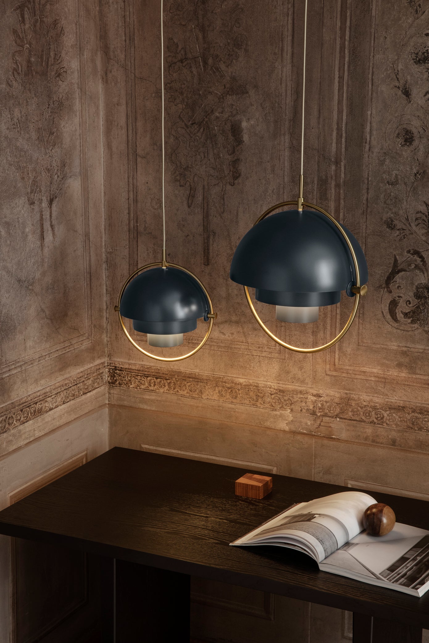 MULTI-LITE sea green pendant lamp with brass