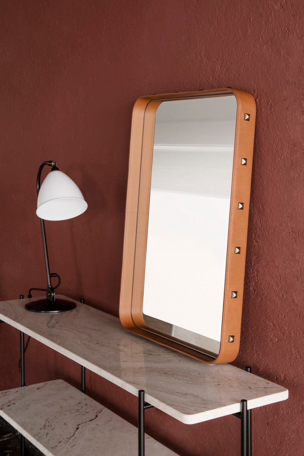 ADNET Mirror brown leather