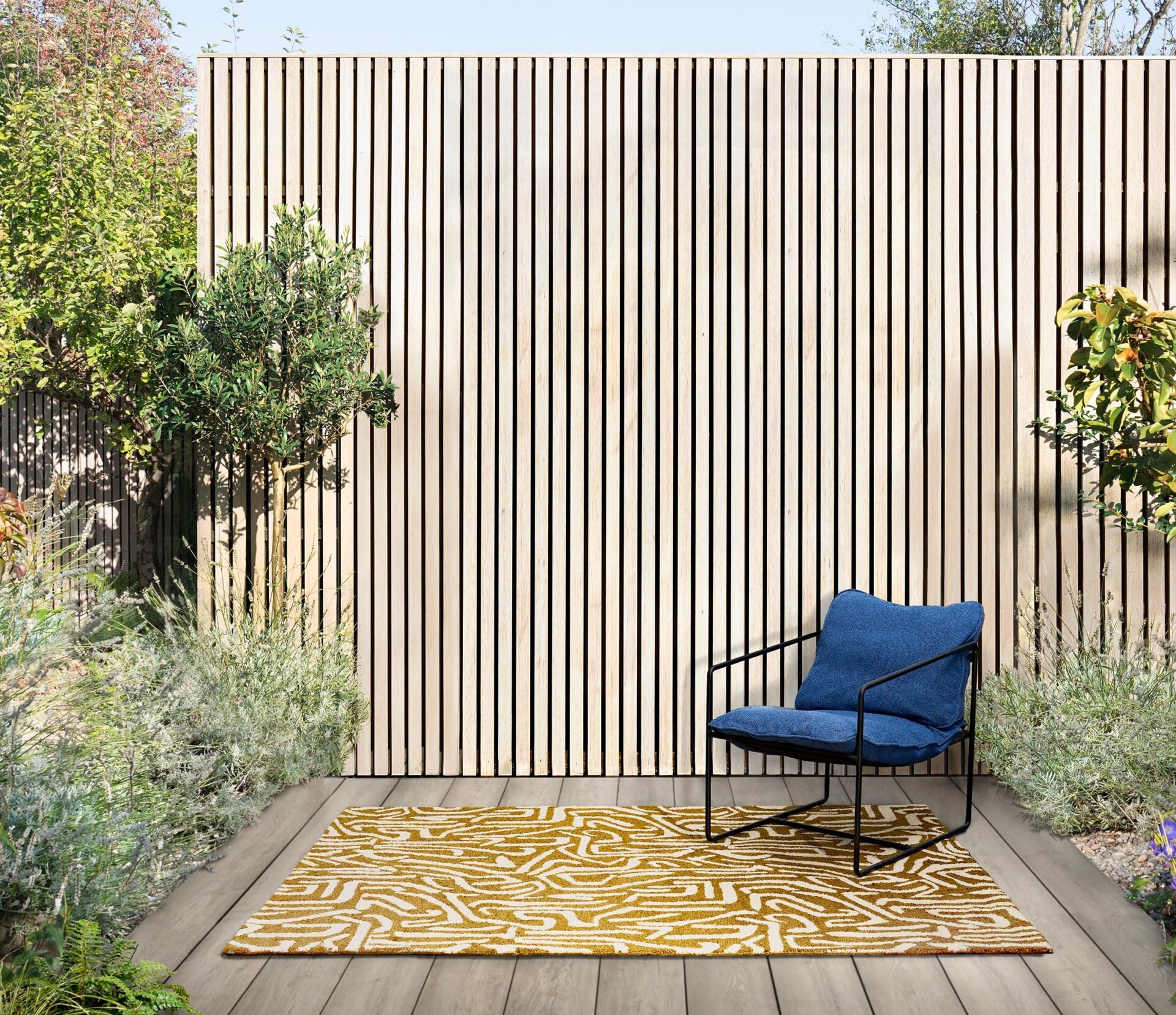 Dywan zewnętrzny MELODIC OCHRE beżowo-brązowy