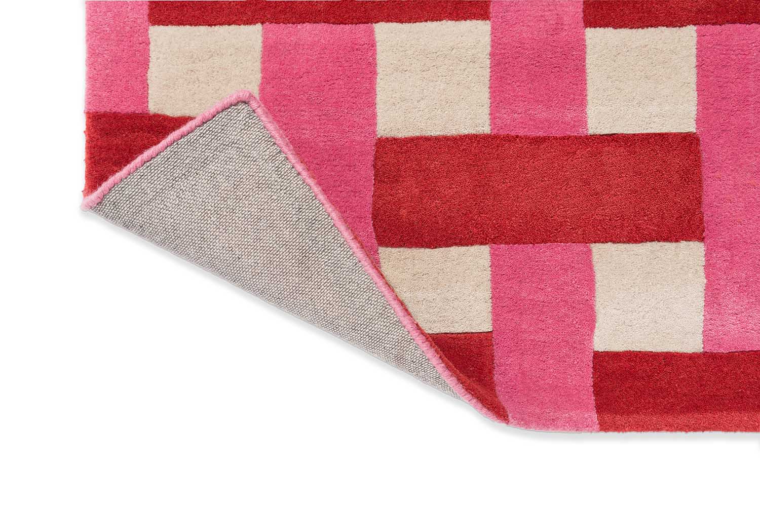 Basketweave Coral Rose Rose rug red-pink