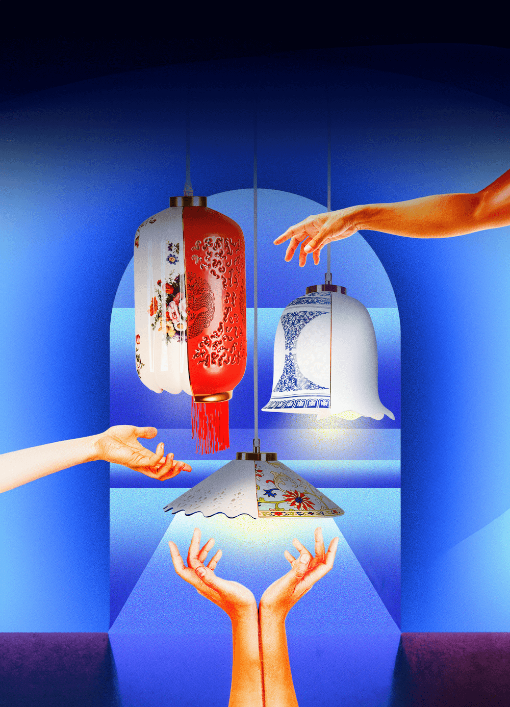 Pendant Lamp HYBRID VERPIRA white porcelain