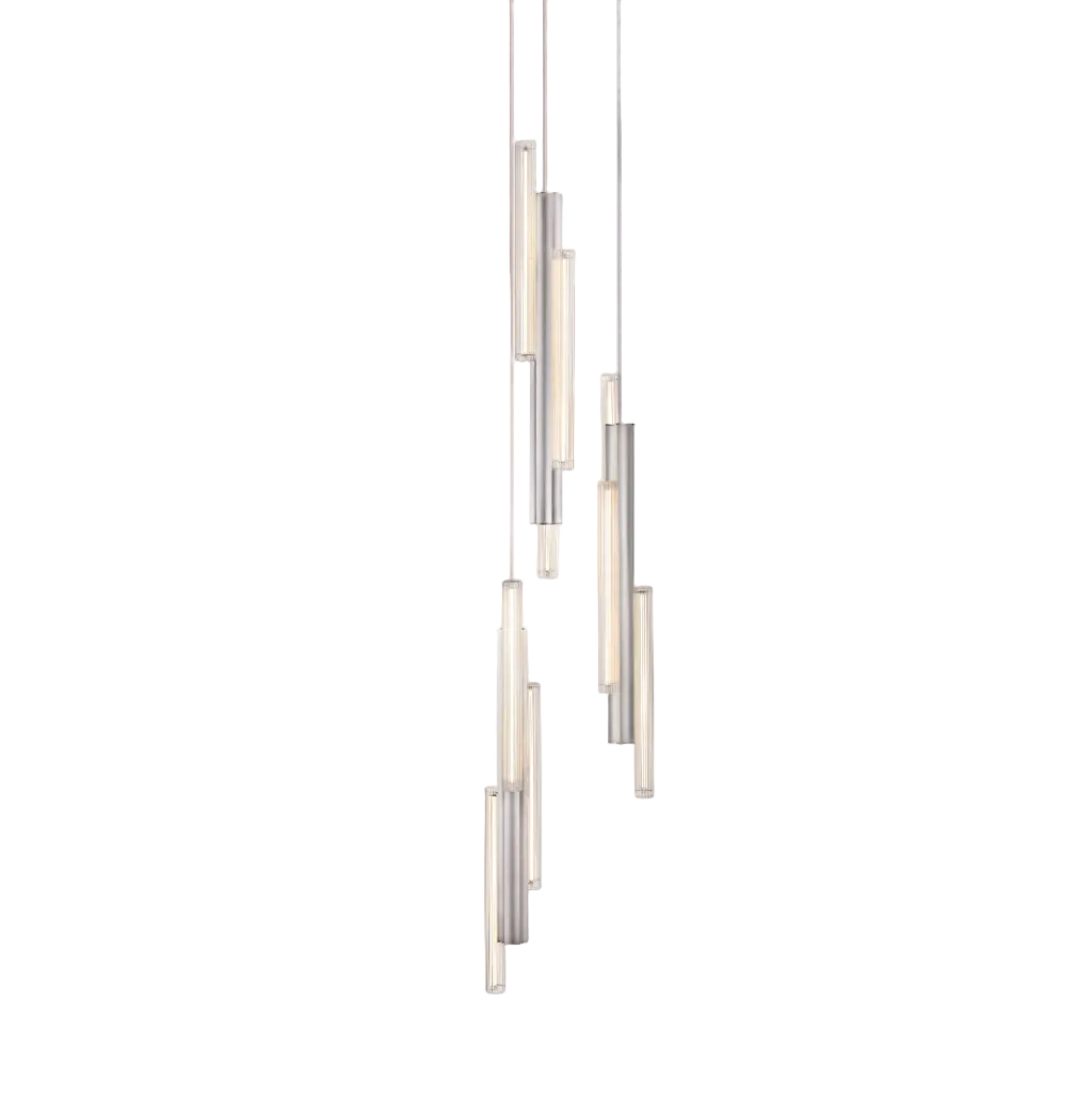 Lampa visící 3-bodová HAIL, kartáčovaný stříbrný