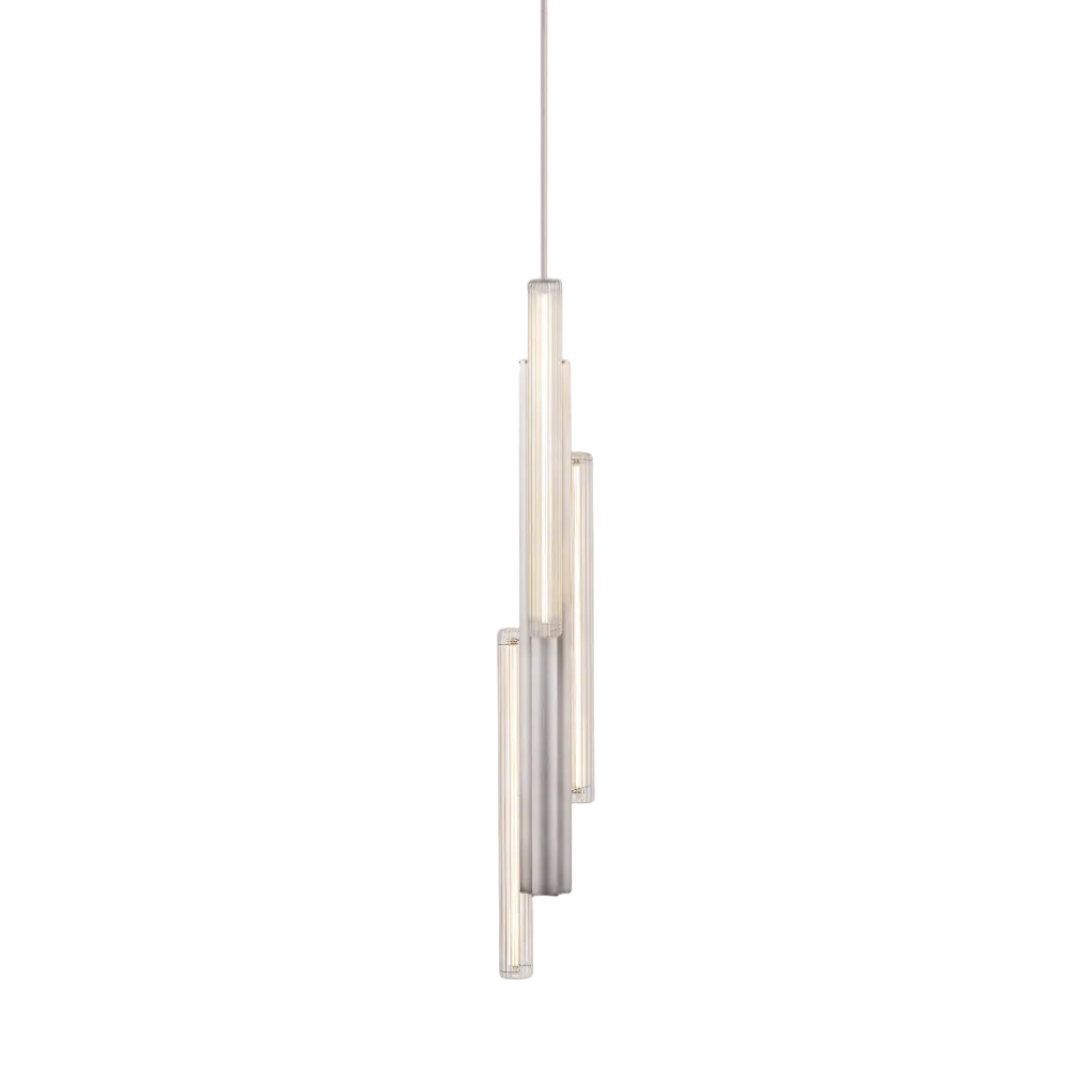 Lustrná závěsná lampa HAIL v kartáčovaném stříbře