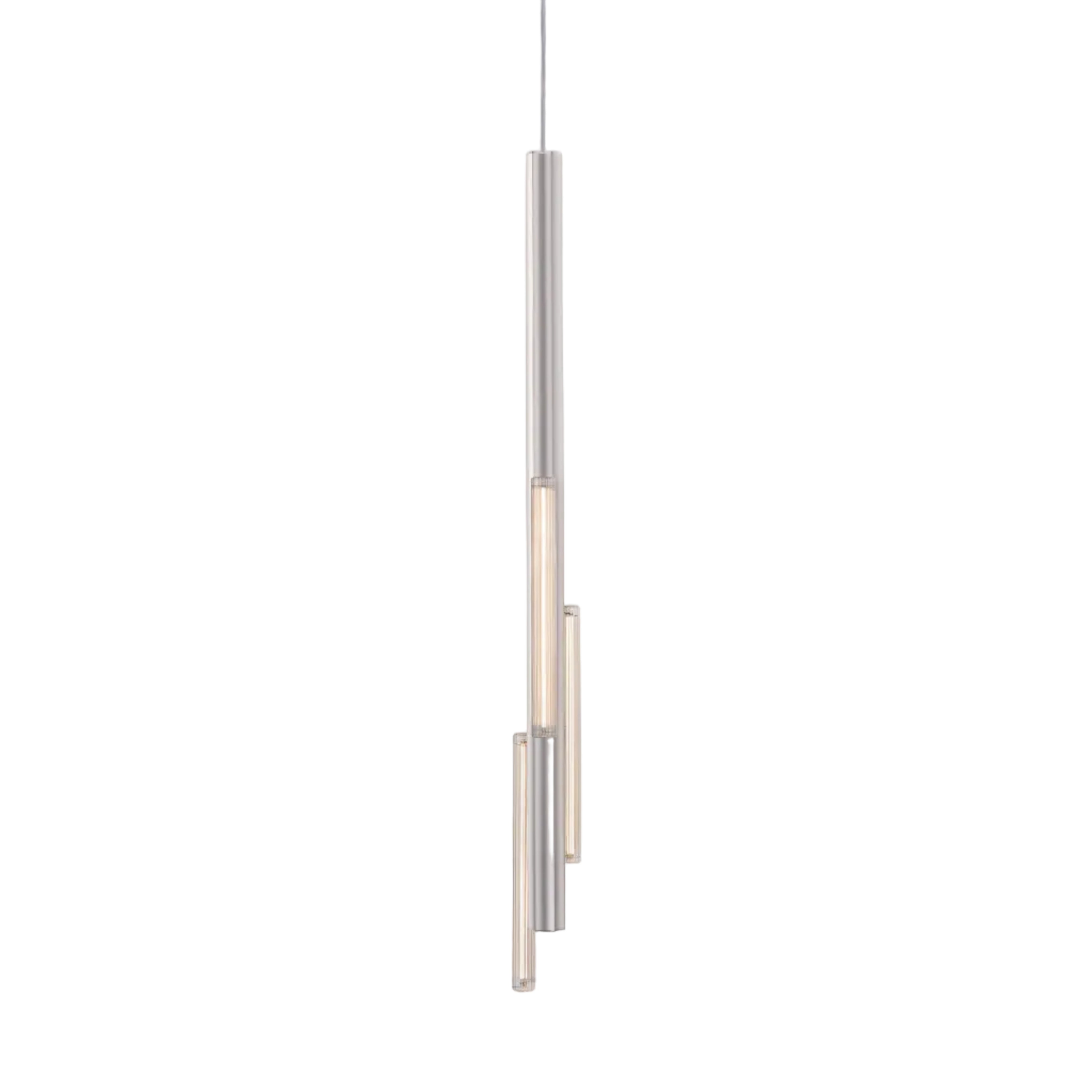 Lustrná závěsná lampa HAIL v kartáčovaném stříbře