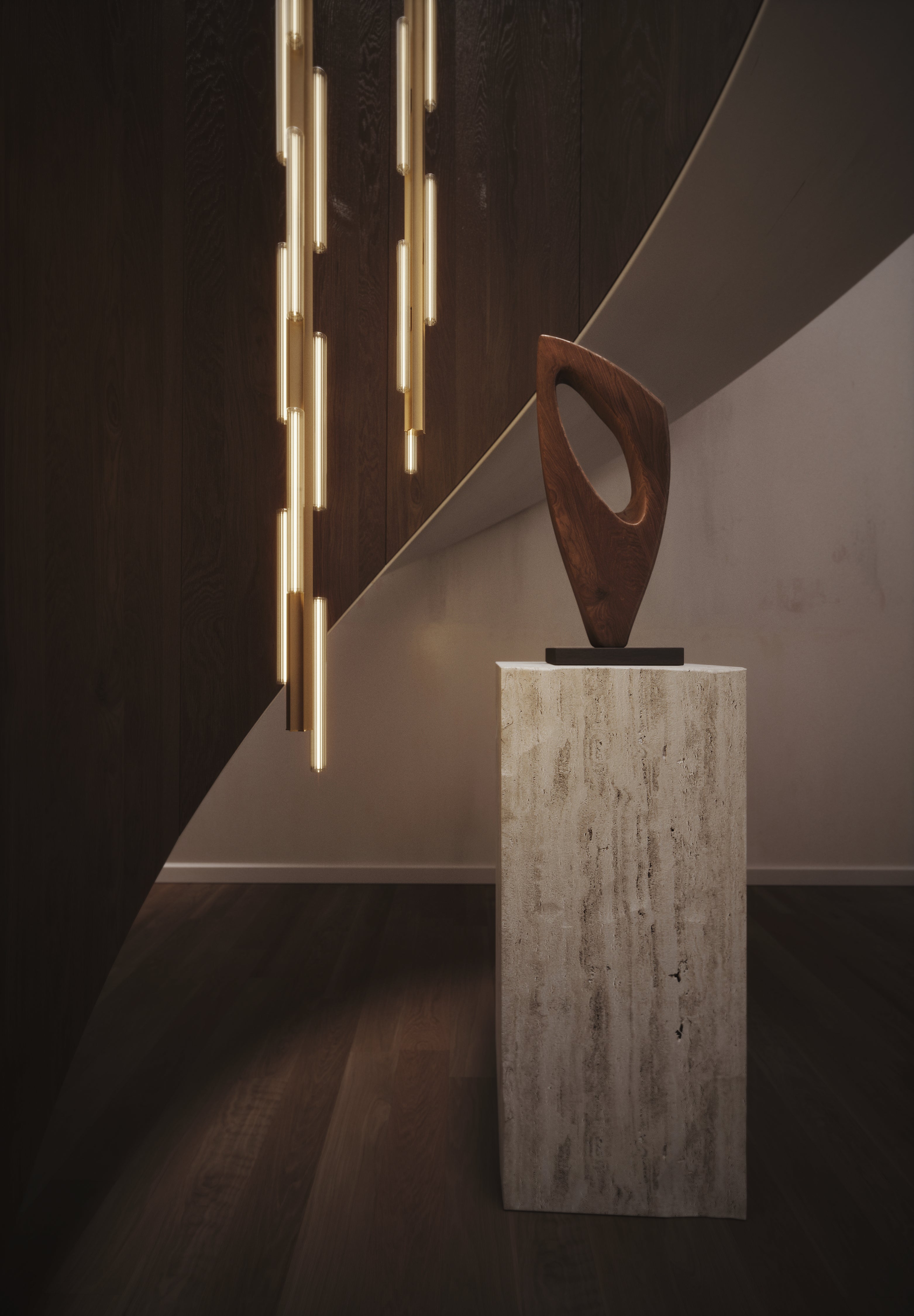 Lampa visící 3-bodová HAIL kartáčovaný bronz