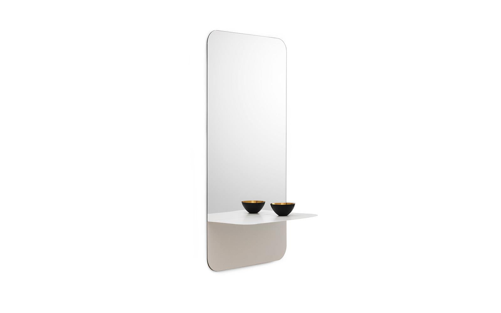 HORIZON VERTICAL Mirror with Shelf White