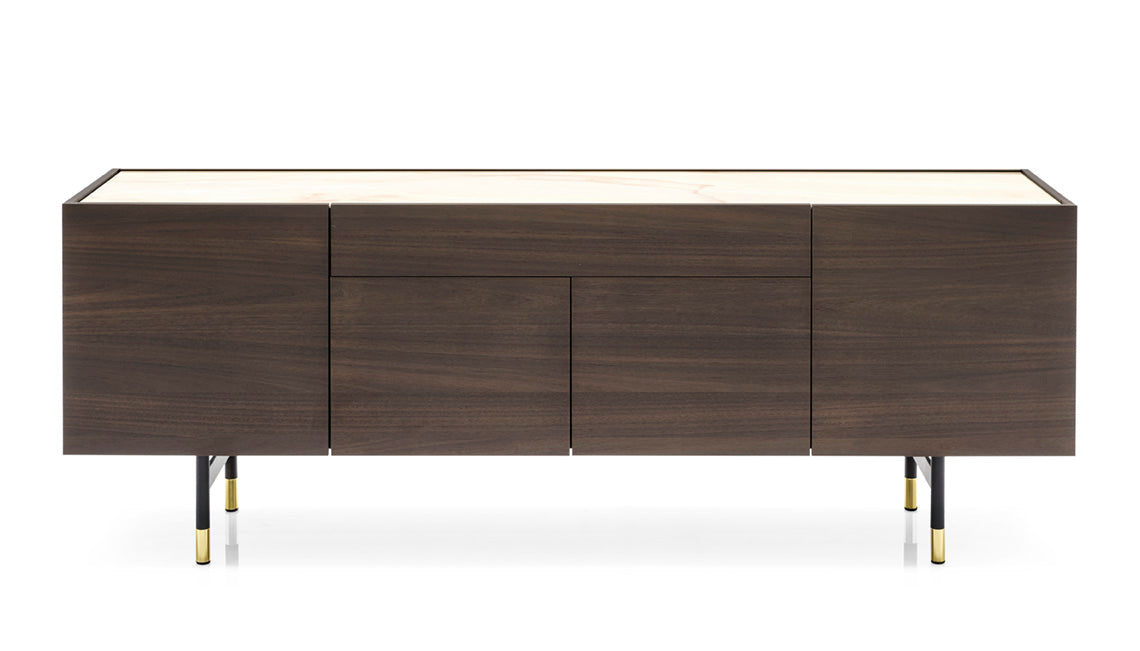 Komoda HORIZON tmavé dřevo s krémovou deskou