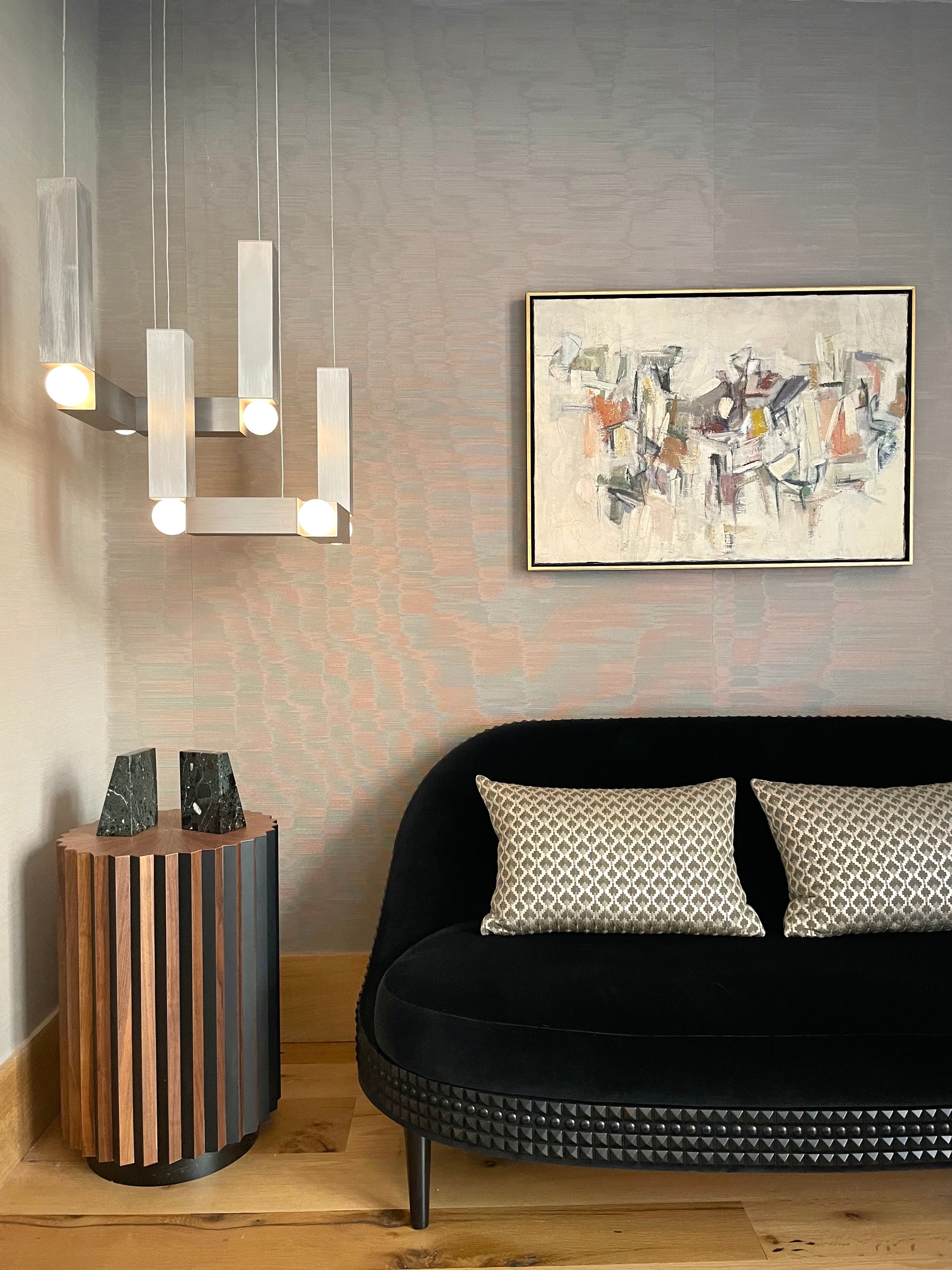 Lampa visící VESPER DUO s opálovým stínidlem a stříbrným povrchem