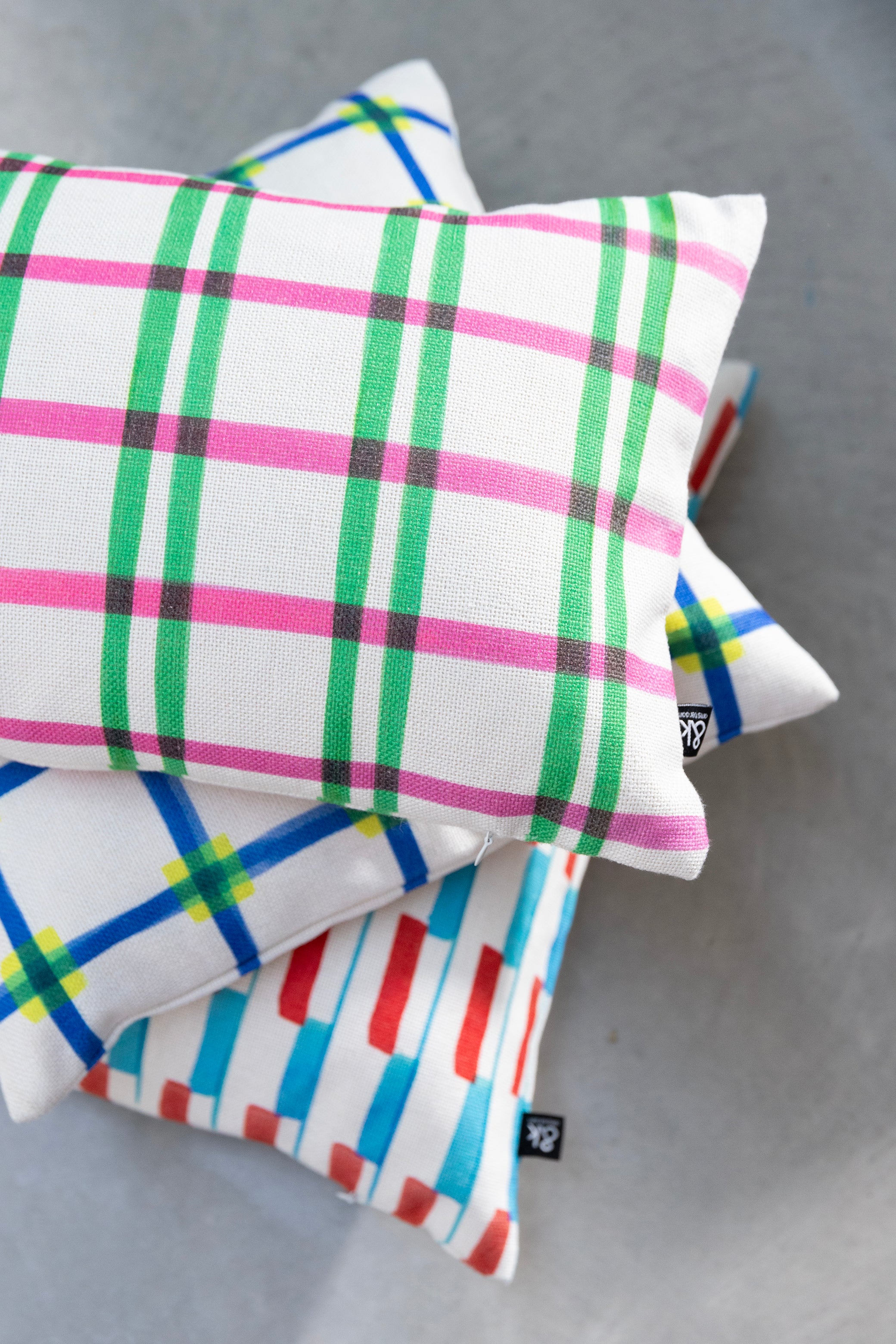 Cushion Cover CLASH White with Pink and Green