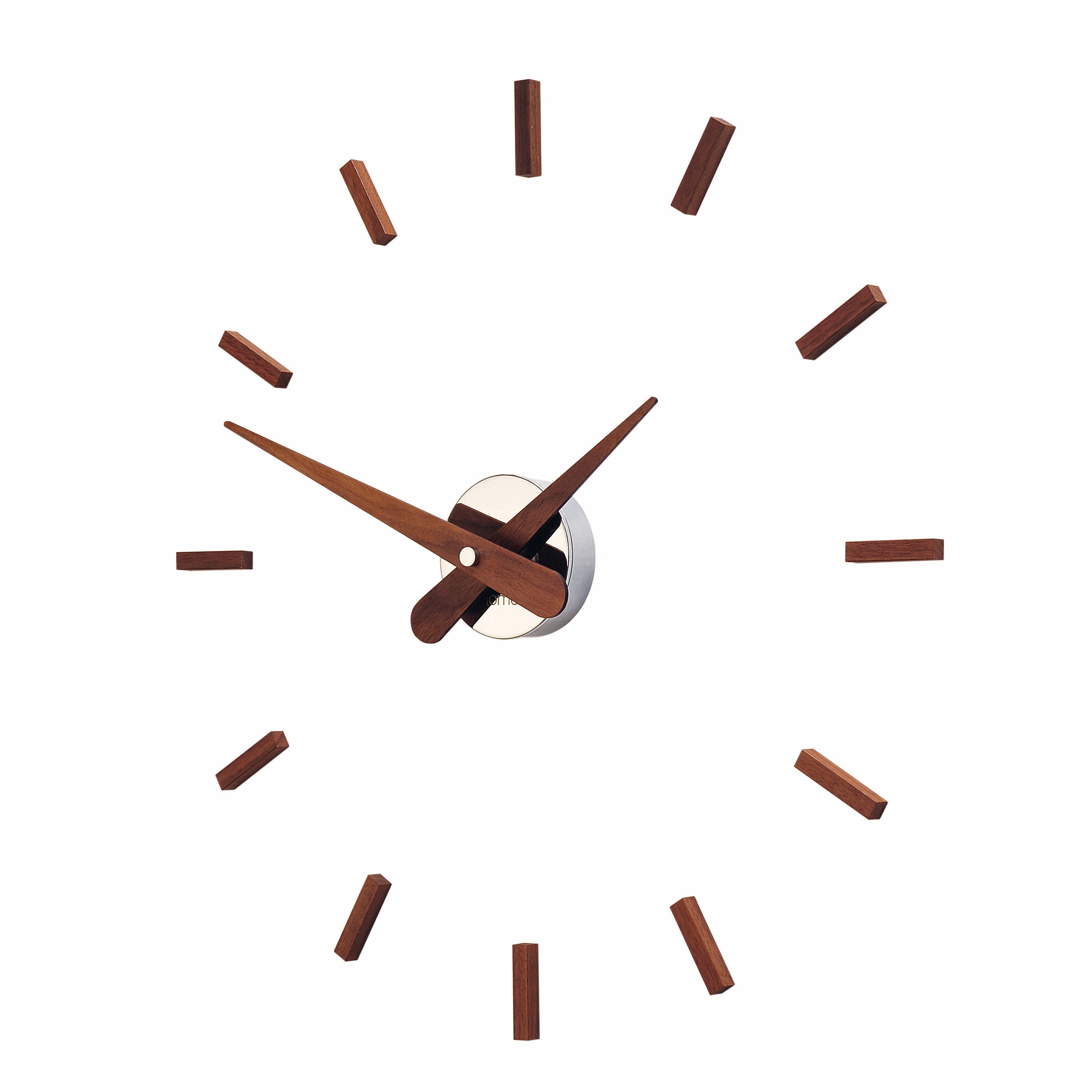 SUNSET wall clock walnut wood with chrome finish