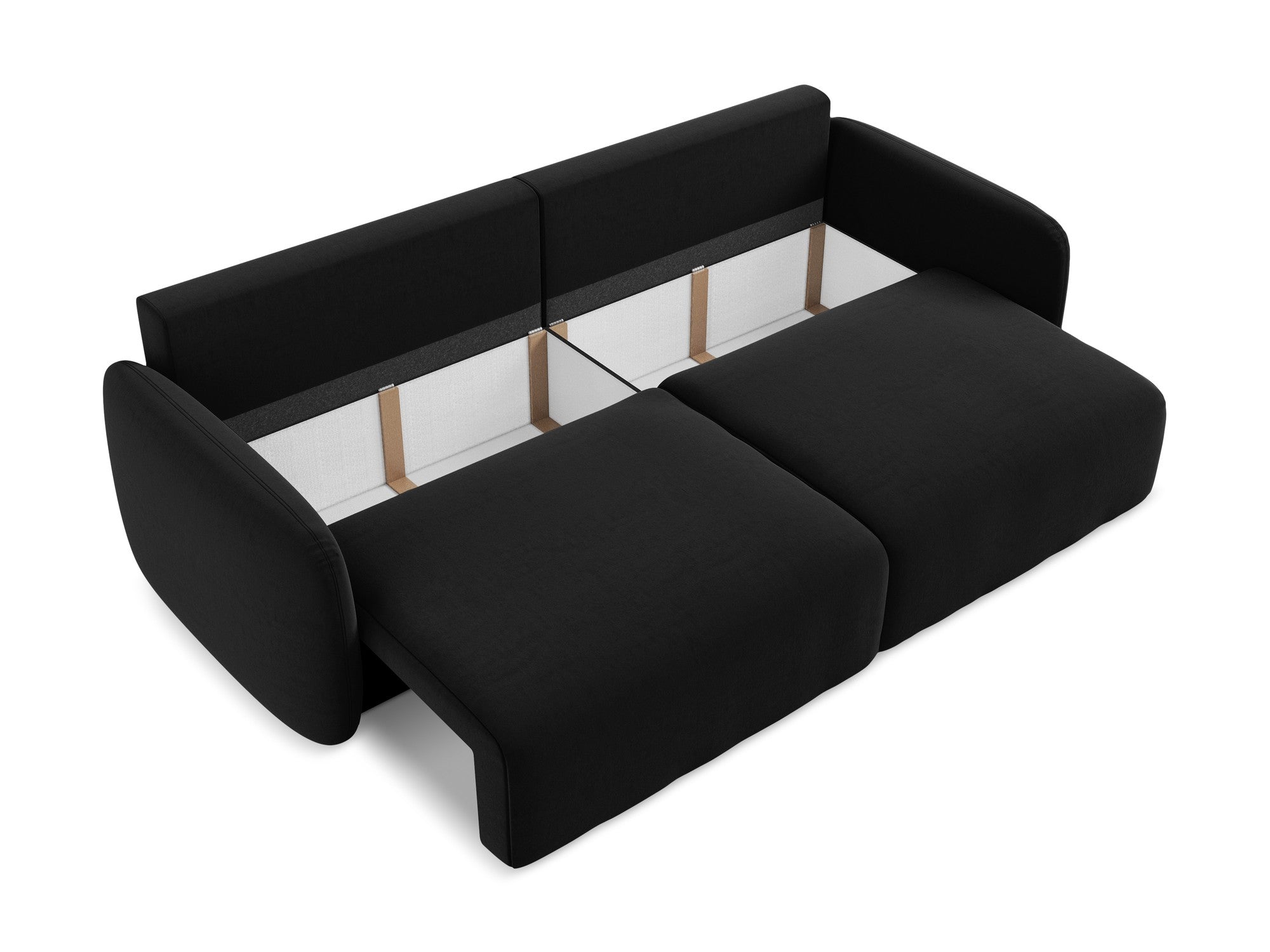 Velvet 3-Seater Sofa with Sleeping Function KALENA Black