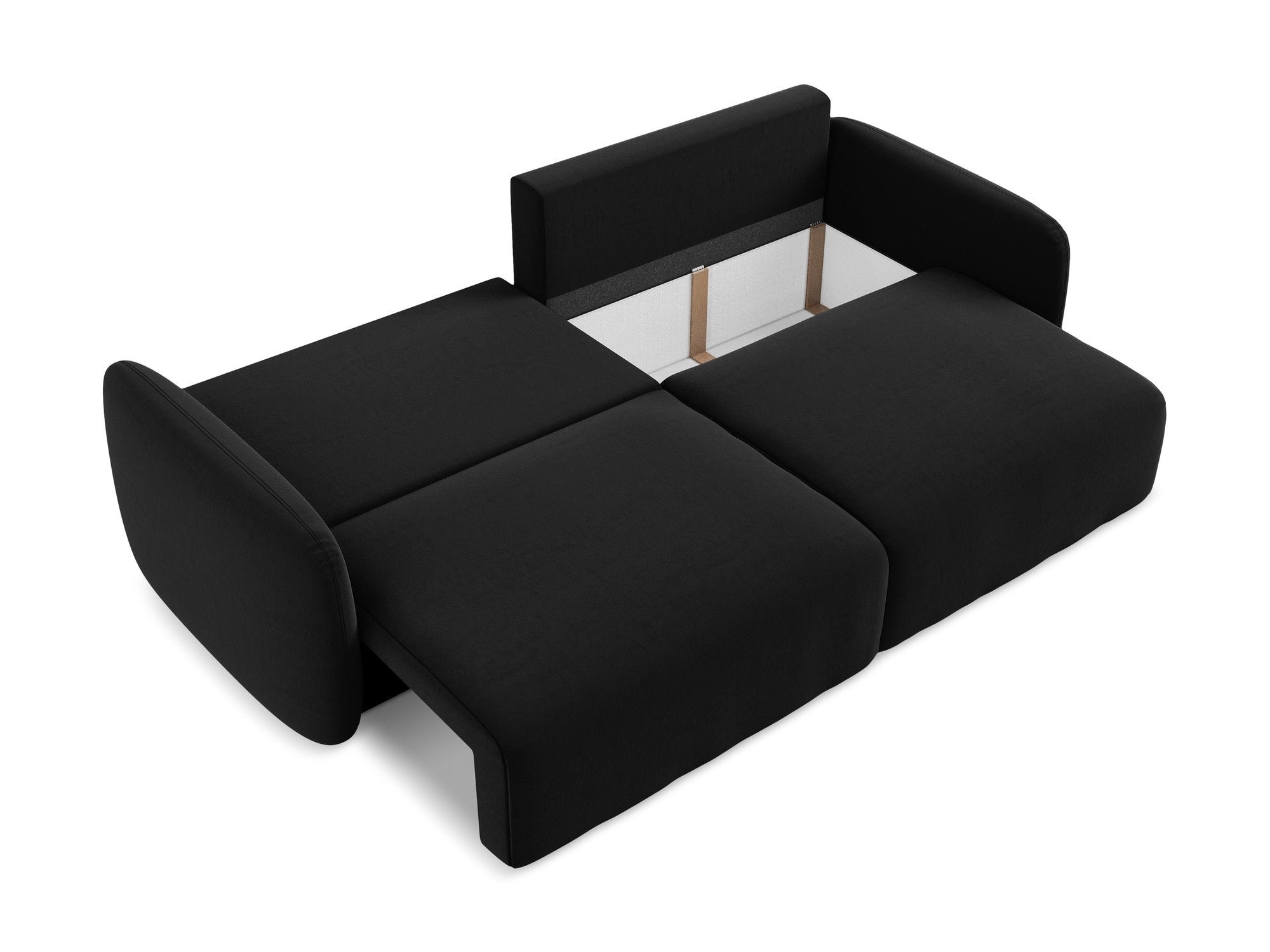 Velvet 3-Seater Sofa with Sleeping Function KALENA Black