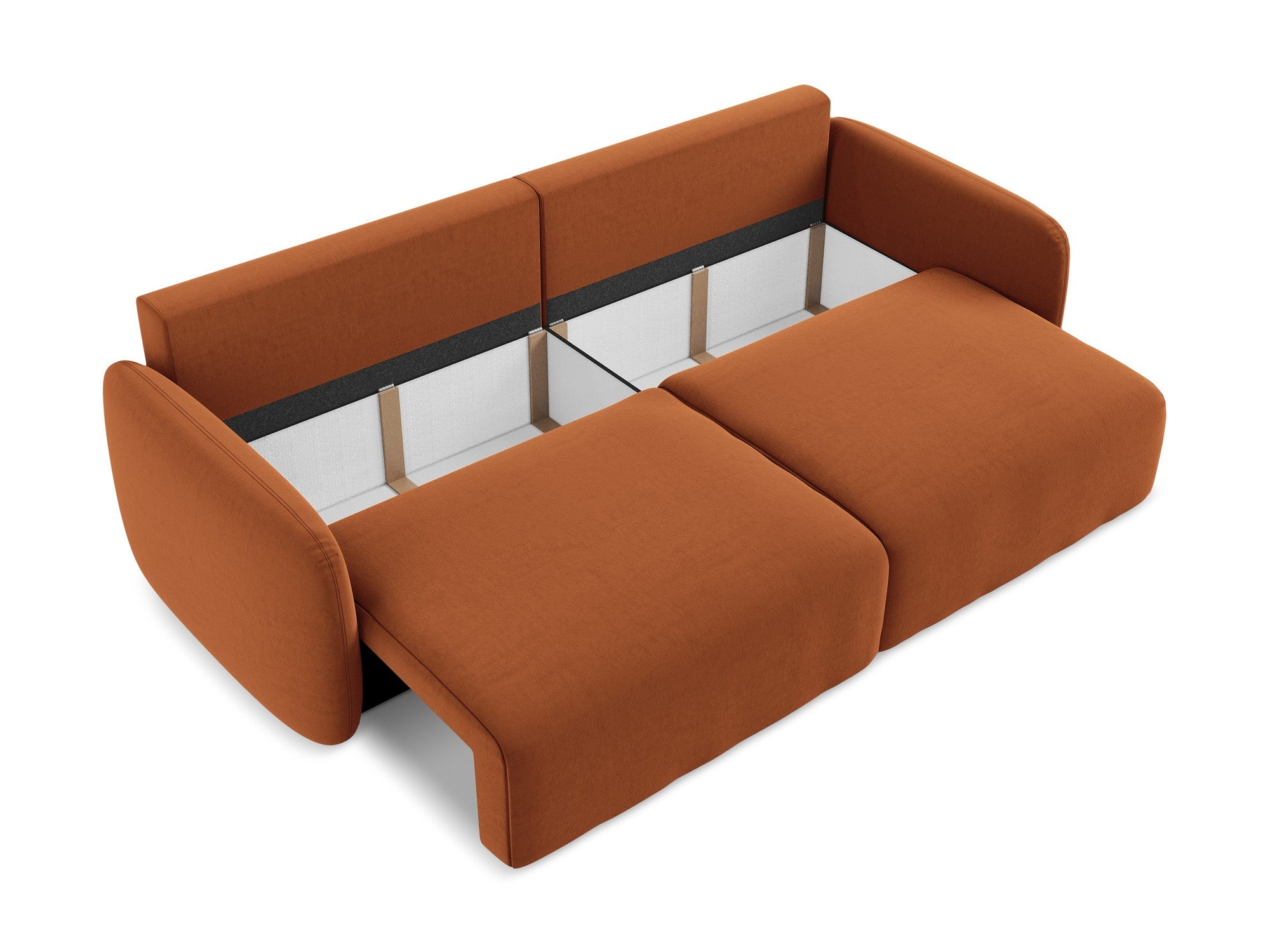 Velvet 3-Seater Sofa with Sleeping Function KALENA Terracotta