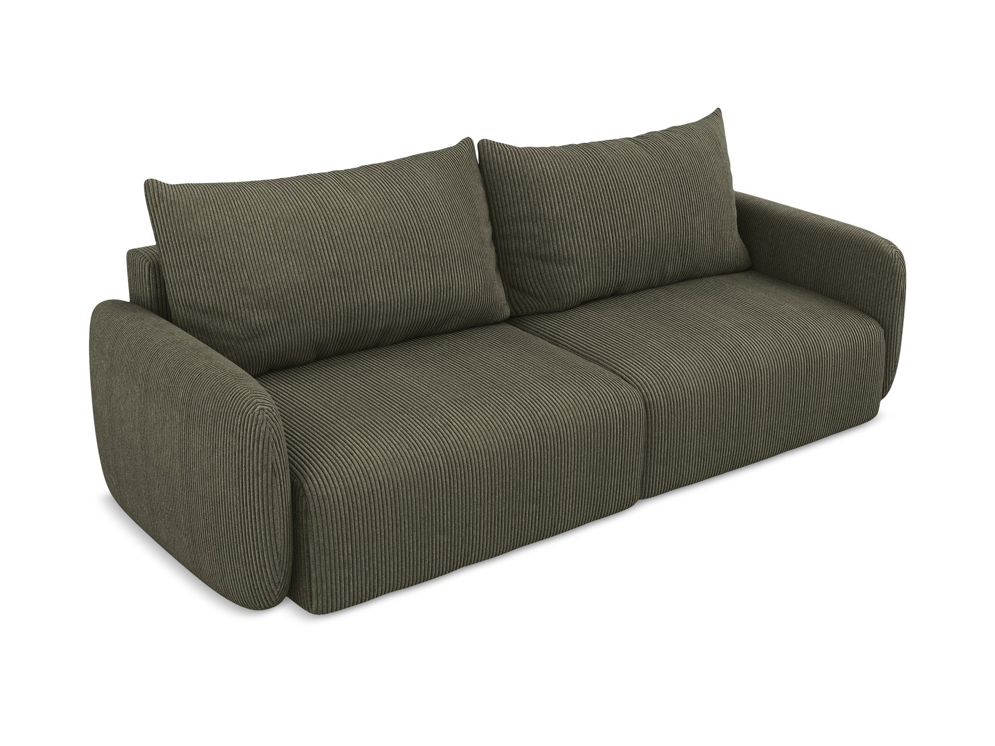 3-Seater Sofa with Sleeping Function KALENA Olive Corduroy