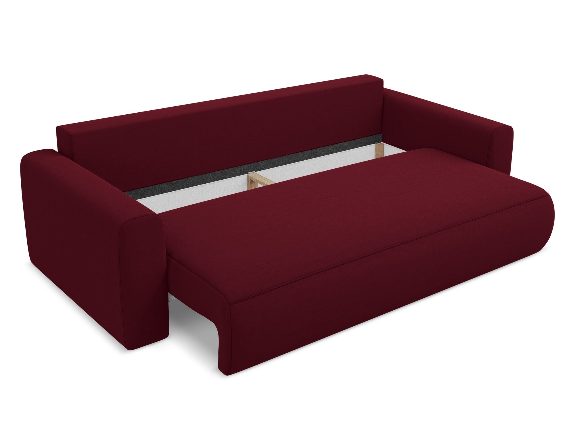 Burgundy 3-Seater Velvet Sofa with Sleeping Function KAPUA