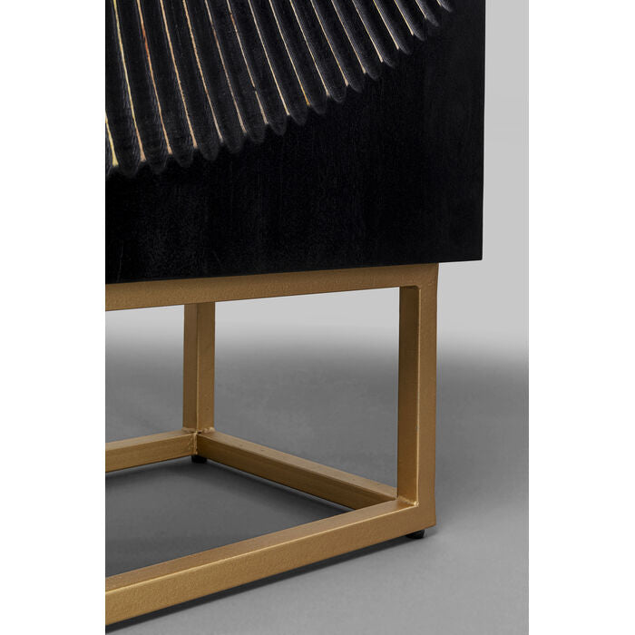 Skříň MADEIRA tmavě hnědé dřevo se zlatým podstavcem