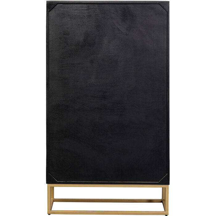 Skříň MADEIRA tmavě hnědé dřevo se zlatým podstavcem