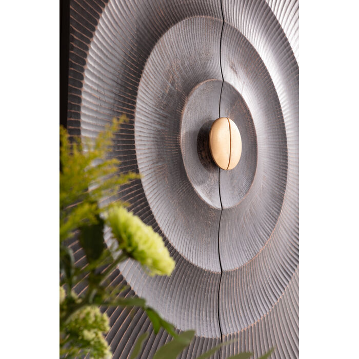 Skříň MADEIRA tmavě hnědé dřevo se zlatým podstavcem