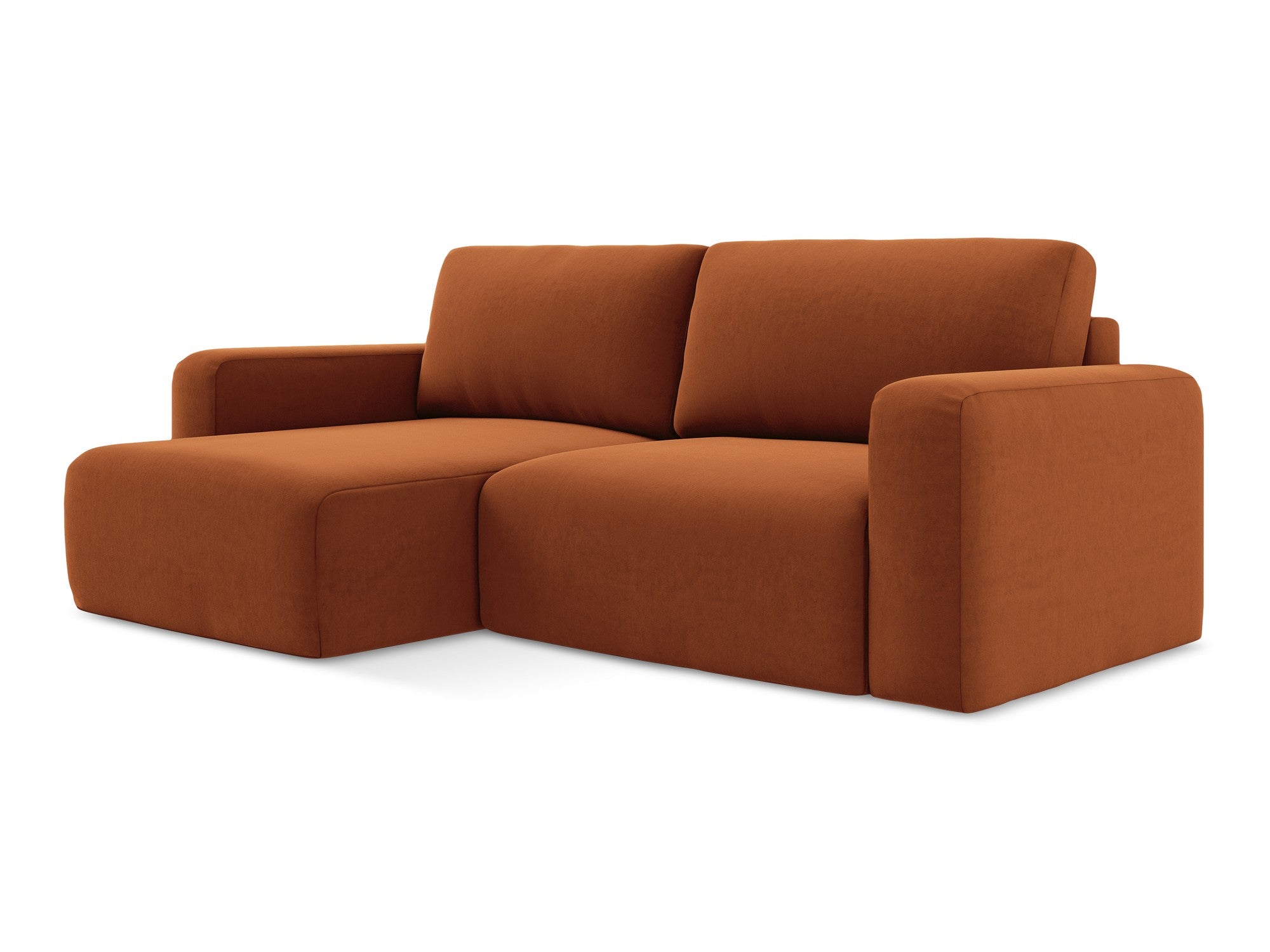 Velvet Left-Side Corner Sofa Bed KONA Terracotta