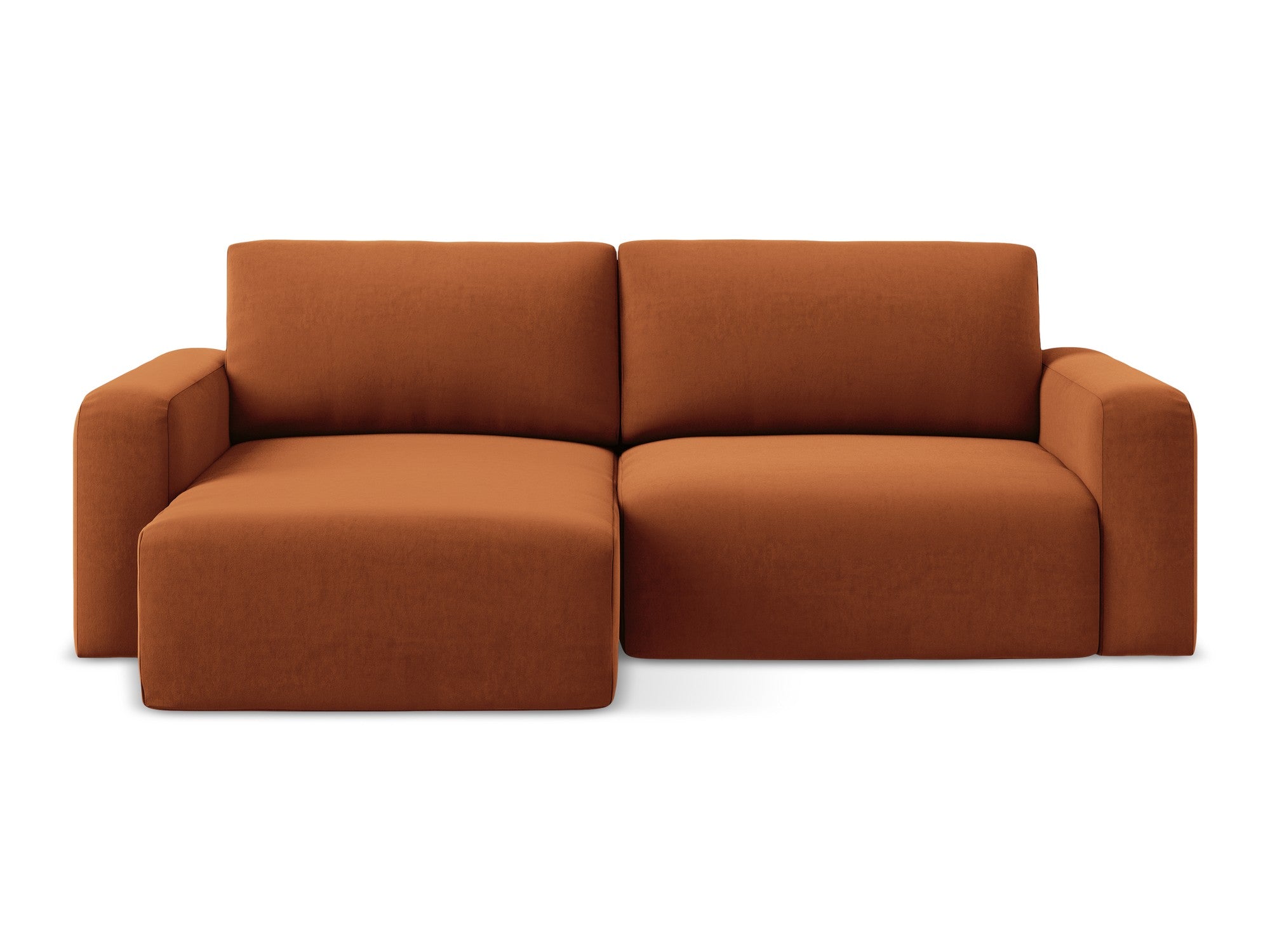 Velvet Left-Side Corner Sofa Bed KONA Terracotta