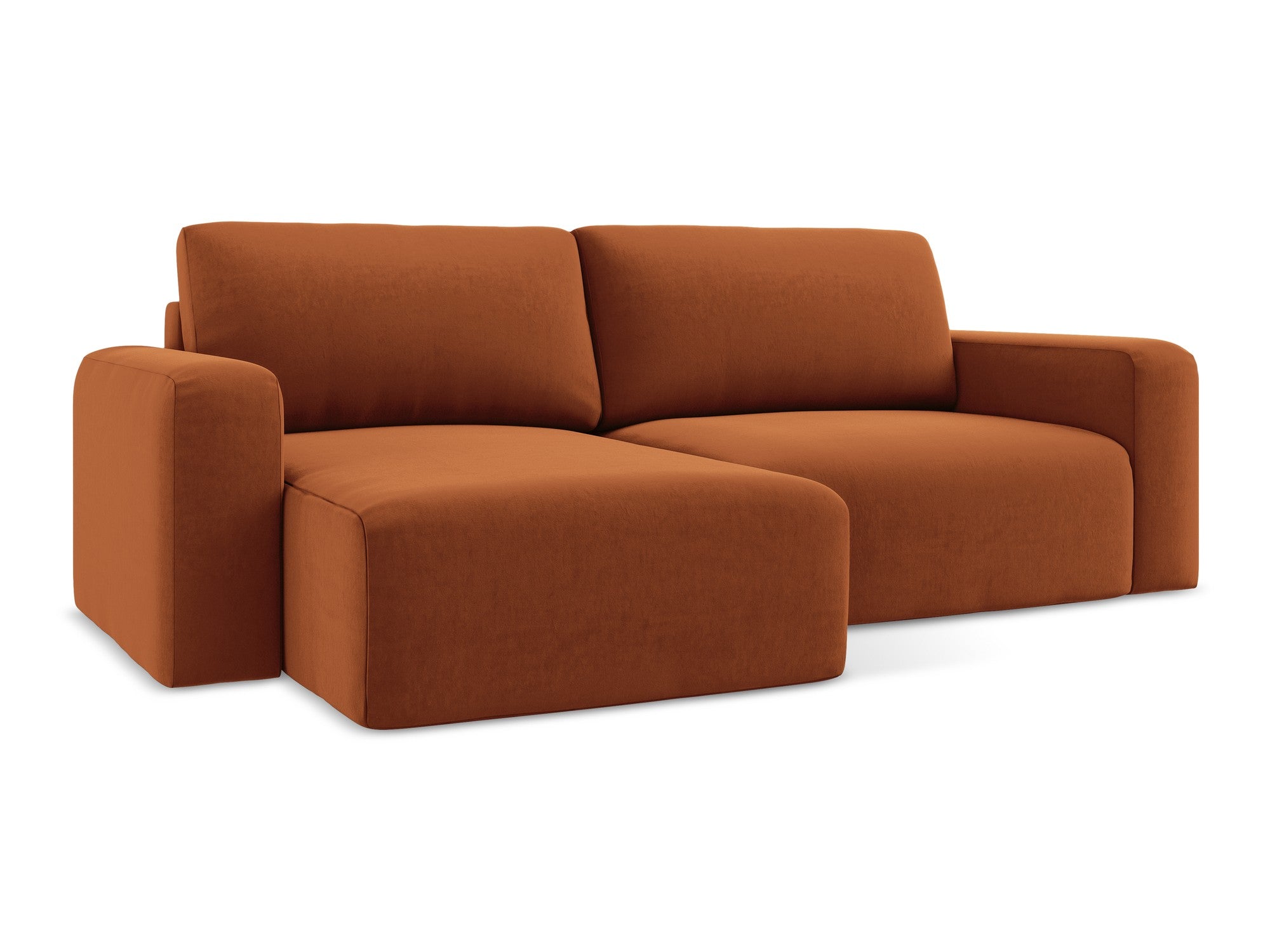 Velvet Left-Side Corner Sofa Bed KONA Terracotta