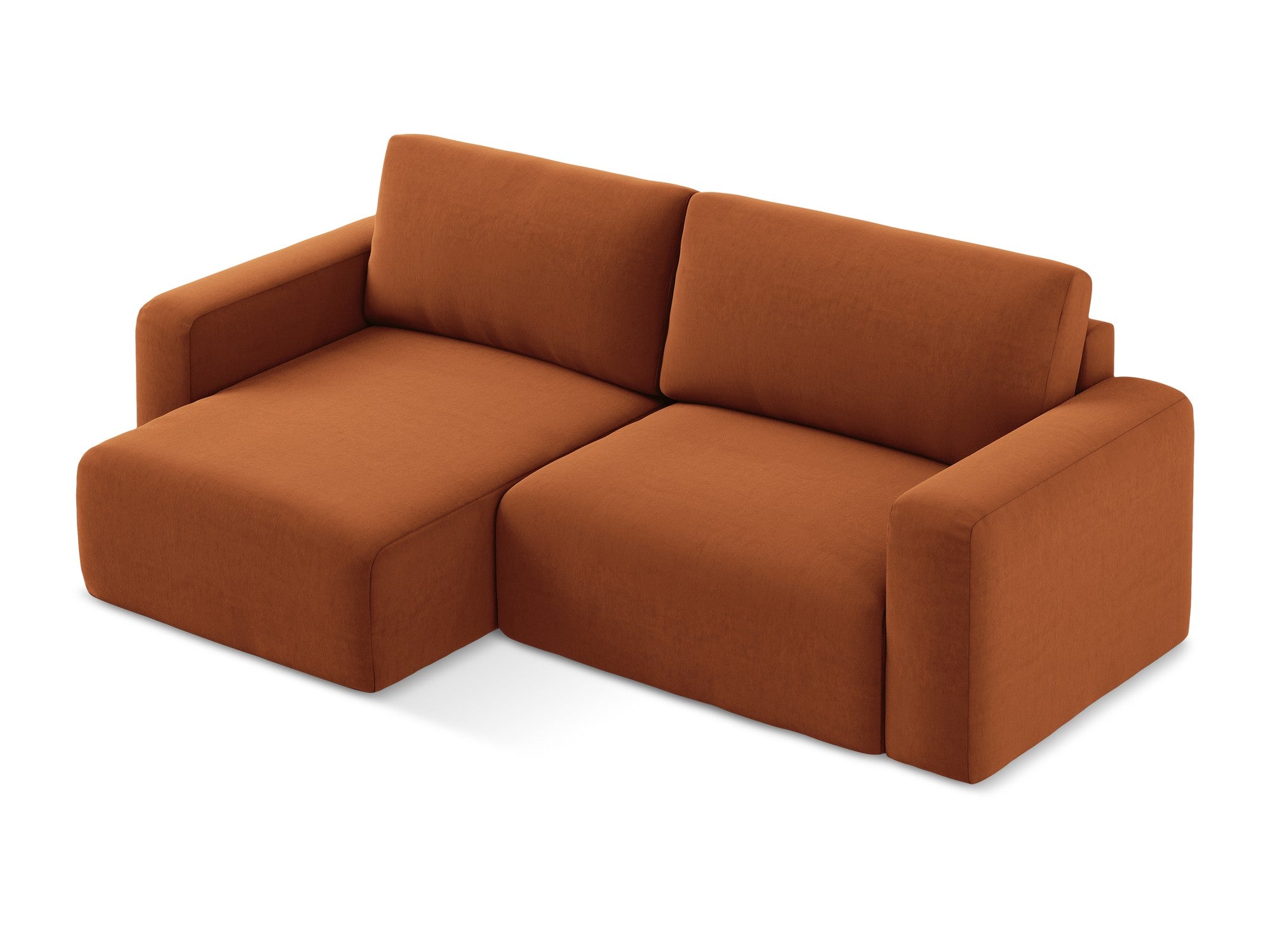Velvet Left-Side Corner Sofa Bed KONA Terracotta