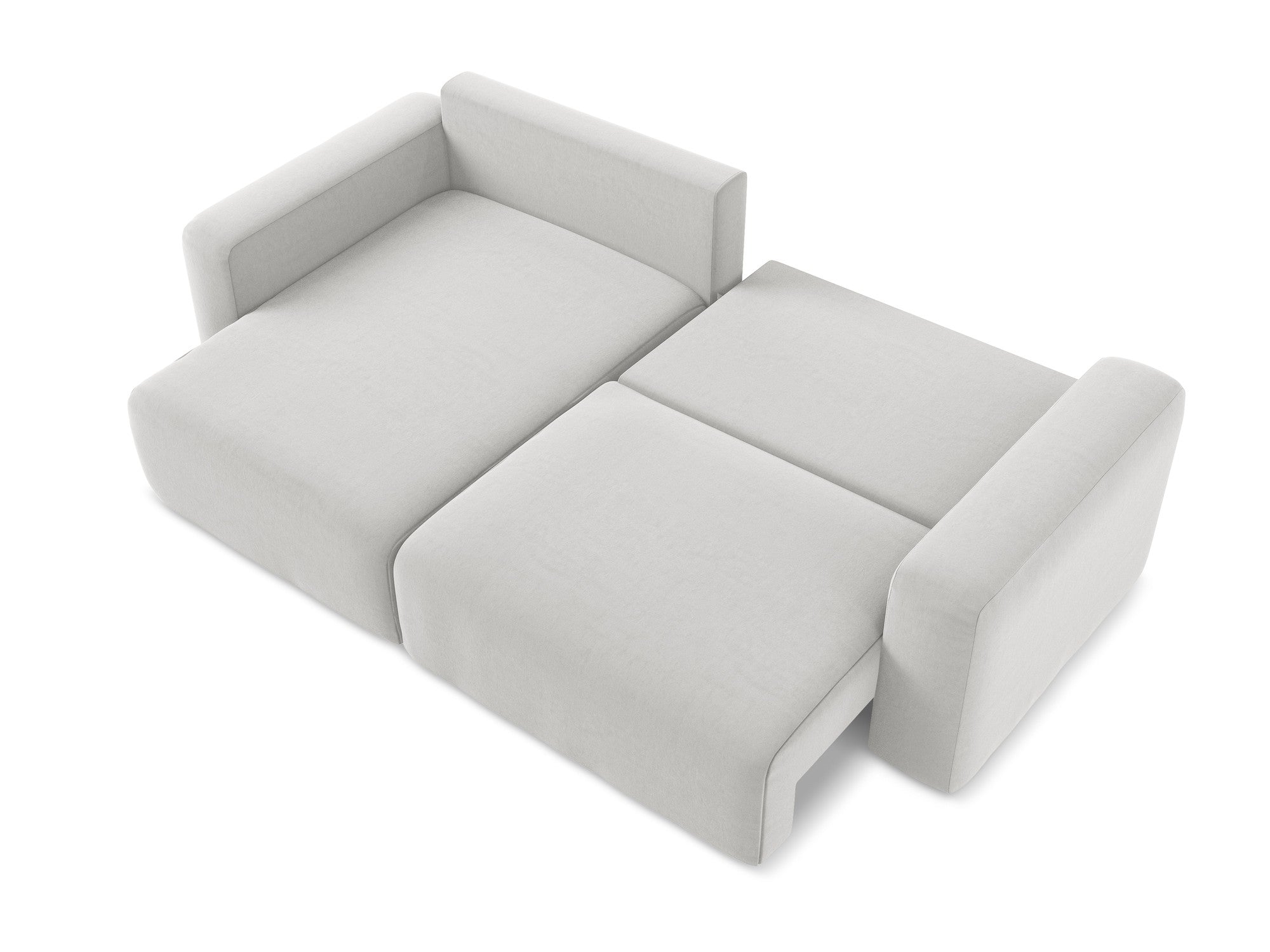 Sametový rohový gauč levostranný s funkcí spaní KONA stříbrně šedý