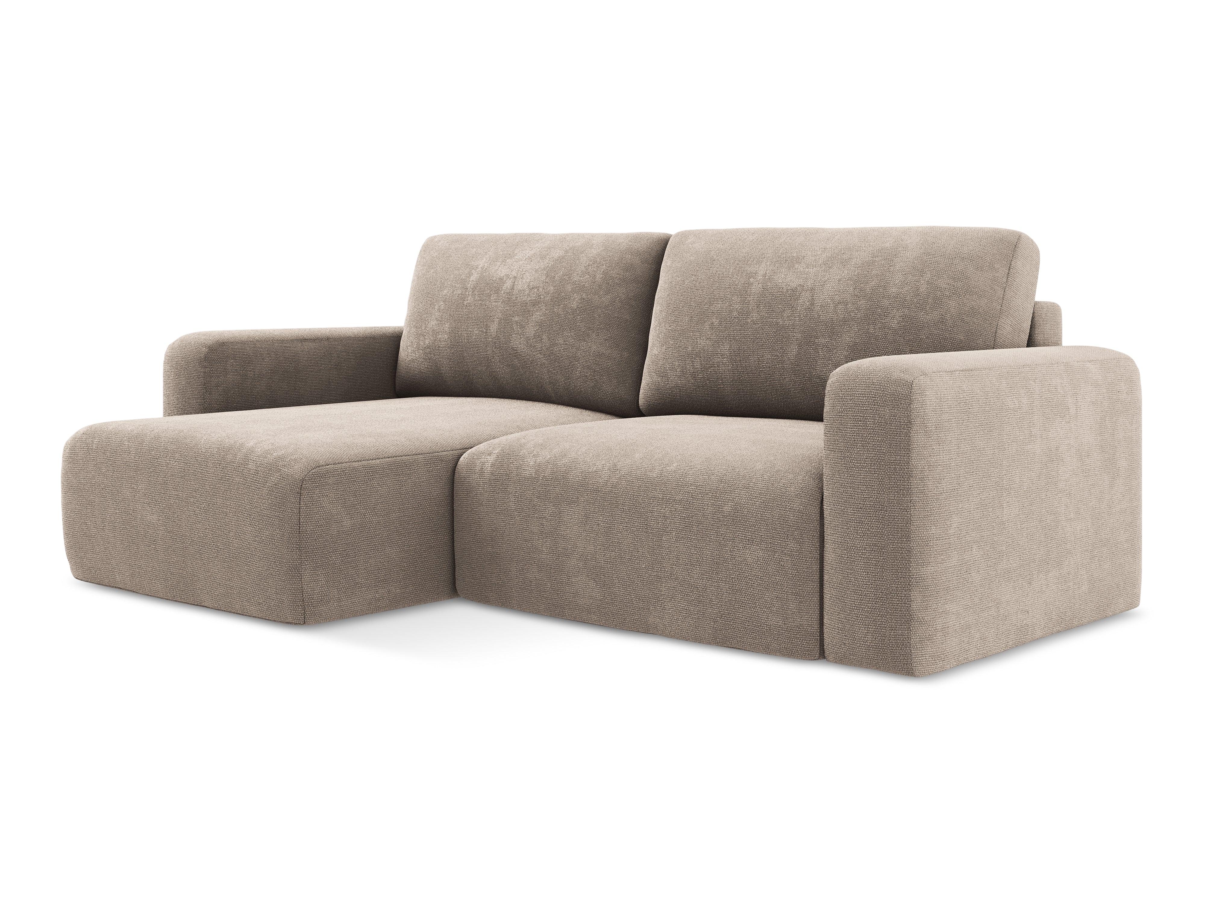 Left-sided corner sofa bed KONA in dark beige chenille